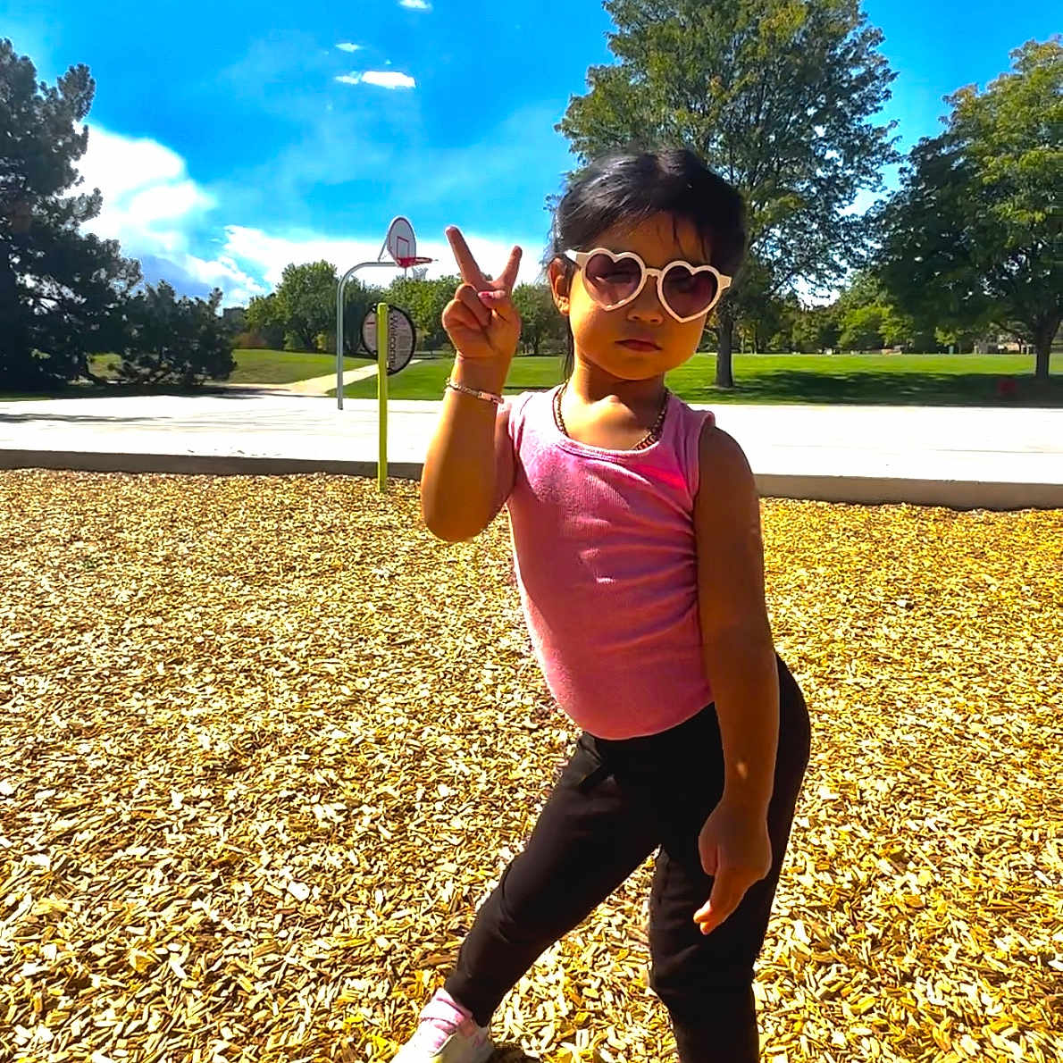 Alissa joined the competition — help win amazing prizes! accessories, child, clothing, face, female, footwear, girl, grass, head, nature, outdoors, park, person, photography, plant, portrait, shoe, sunglasses, tree, vegetation