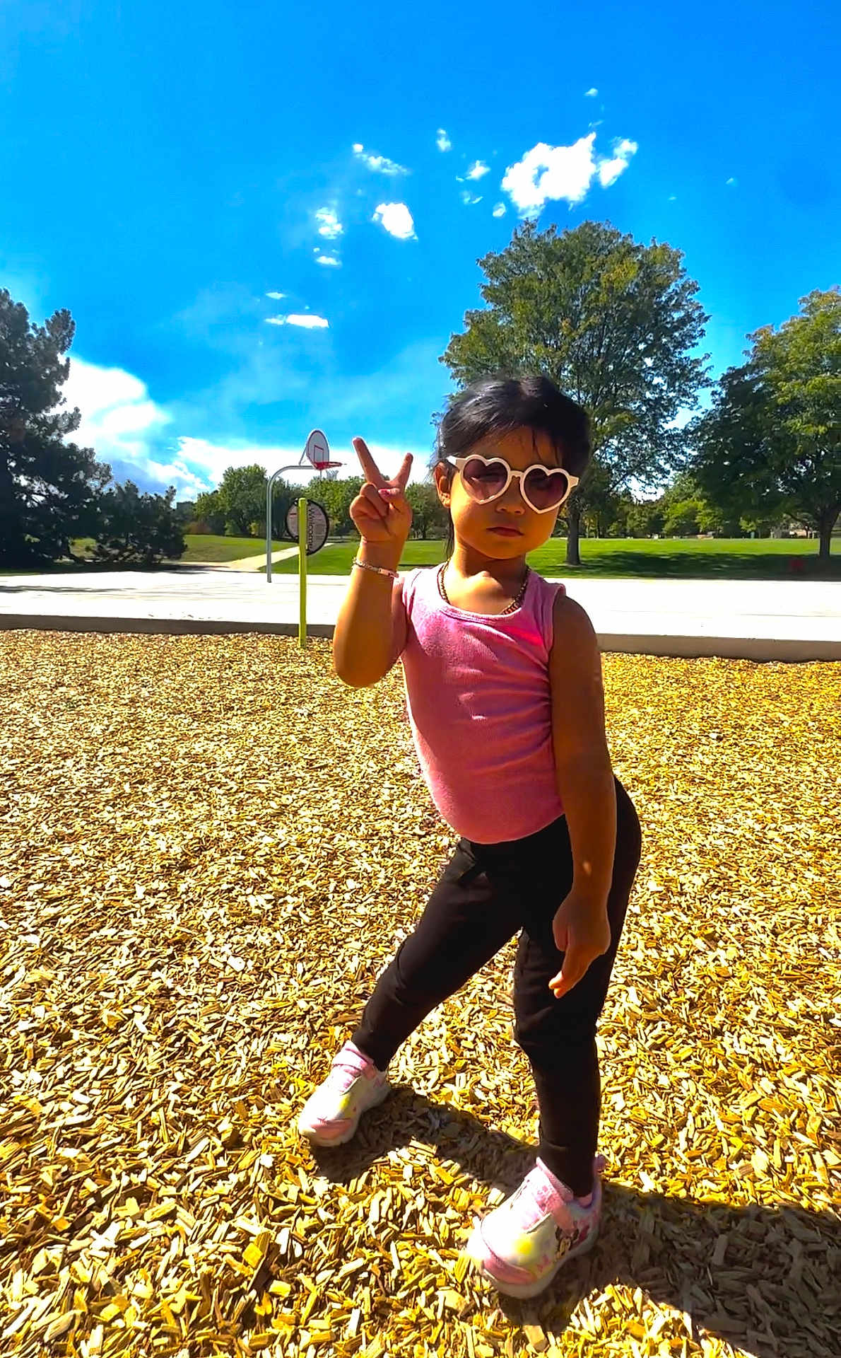 Alissa joined the competition — help win amazing prizes! accessories, child, clothing, face, female, footwear, girl, grass, head, nature, outdoors, park, person, photography, plant, portrait, shoe, sunglasses, tree, vegetation