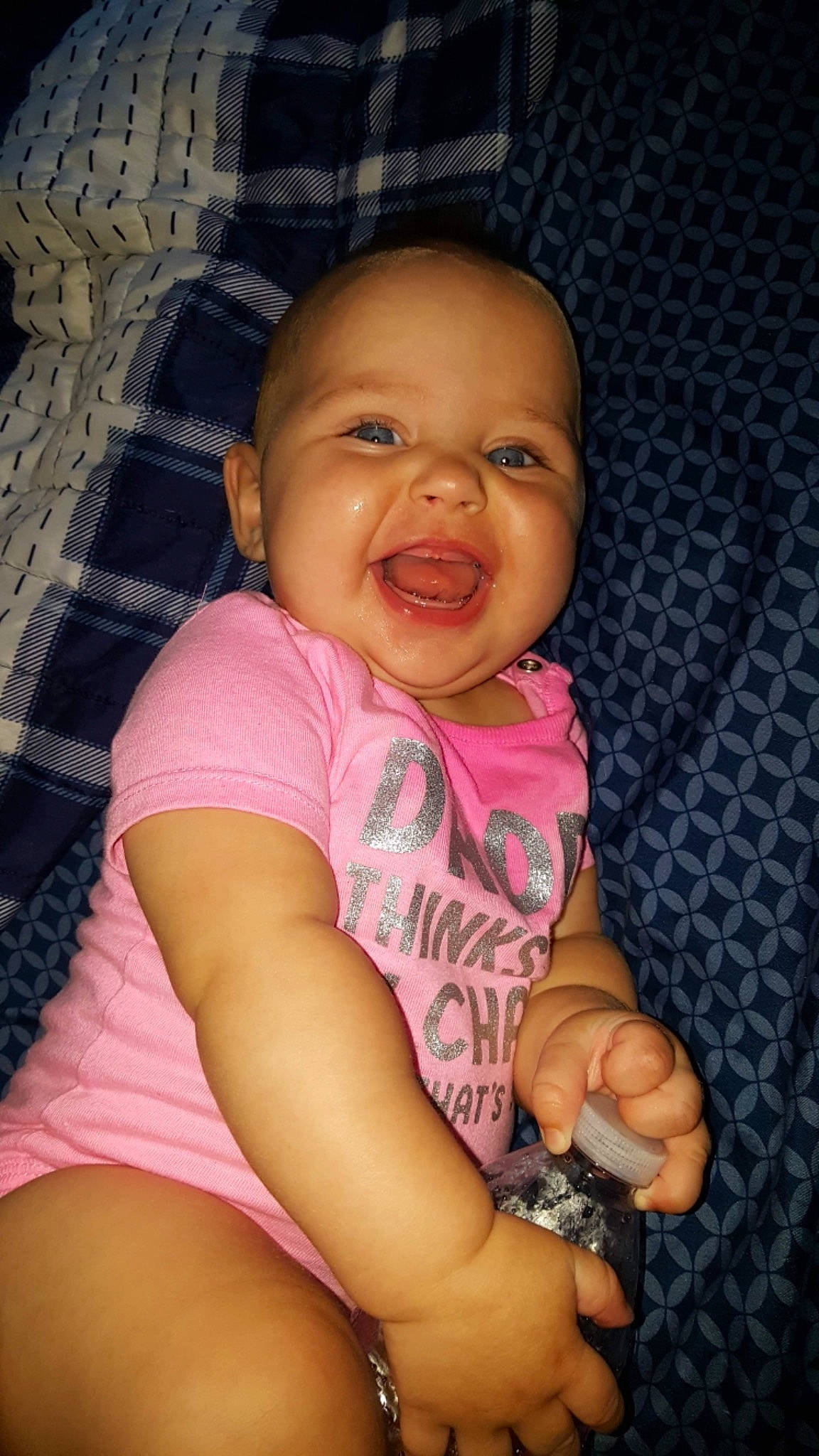 Kinzlee joined the competition — help win amazing prizes! arm, baby_toddler_clothing, cheek, chin, comfort, eye, eyebrow, facial_expression, hand, head, leg, lip, mouth, neck, nose, person, product, purple, skin, smile