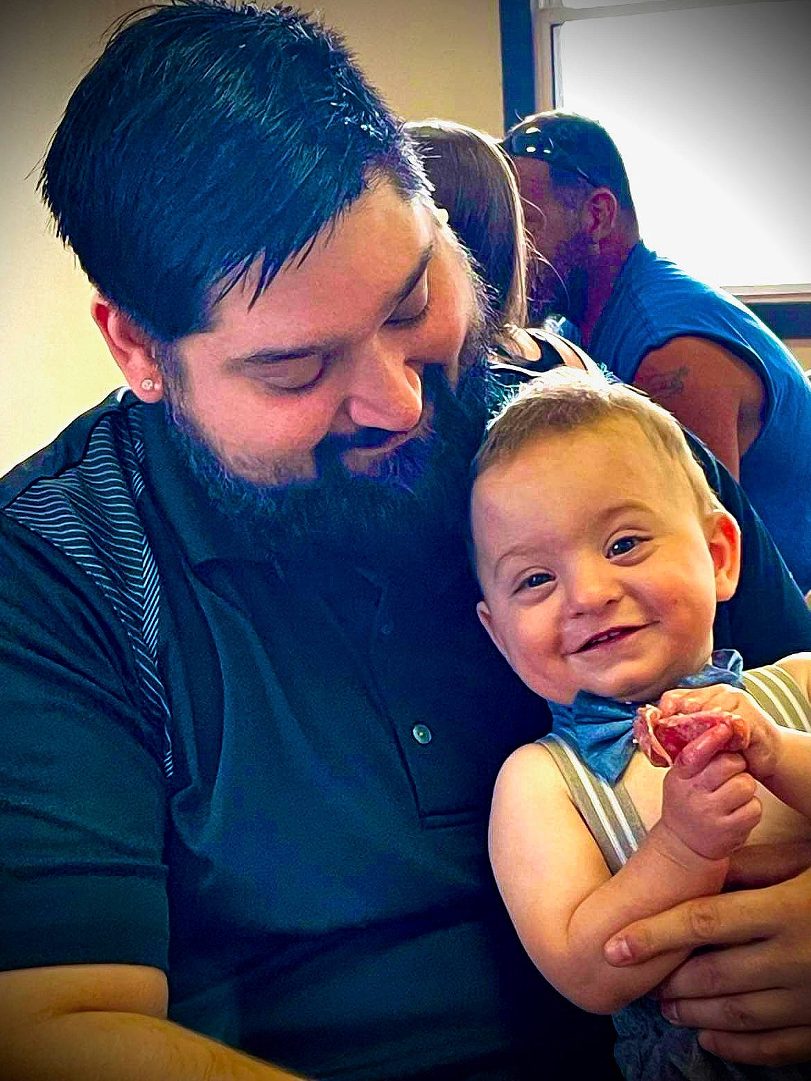 Xavior joined the competition — help win amazing prizes! baby, baby_toddler_clothing, beard, blue, child, cool, event, facial_expression, finger, fun, gesture, happy, human, joy, mouth, organ, people, person, skin, smile