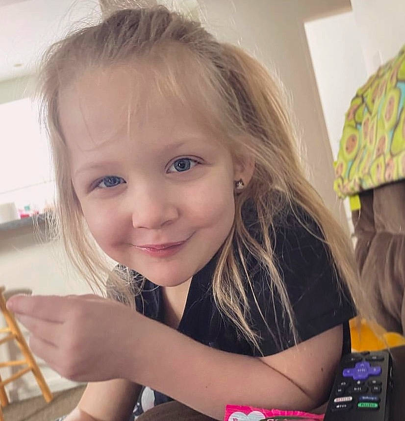 Averie joined the competition — help win amazing prizes! bangs, blond, brown_hair, child, event, eyelash, facial_expression, finger, fun, hairstyle, happy, iris, joy, lip, long_hair, nail, person, play, sharing, sitting