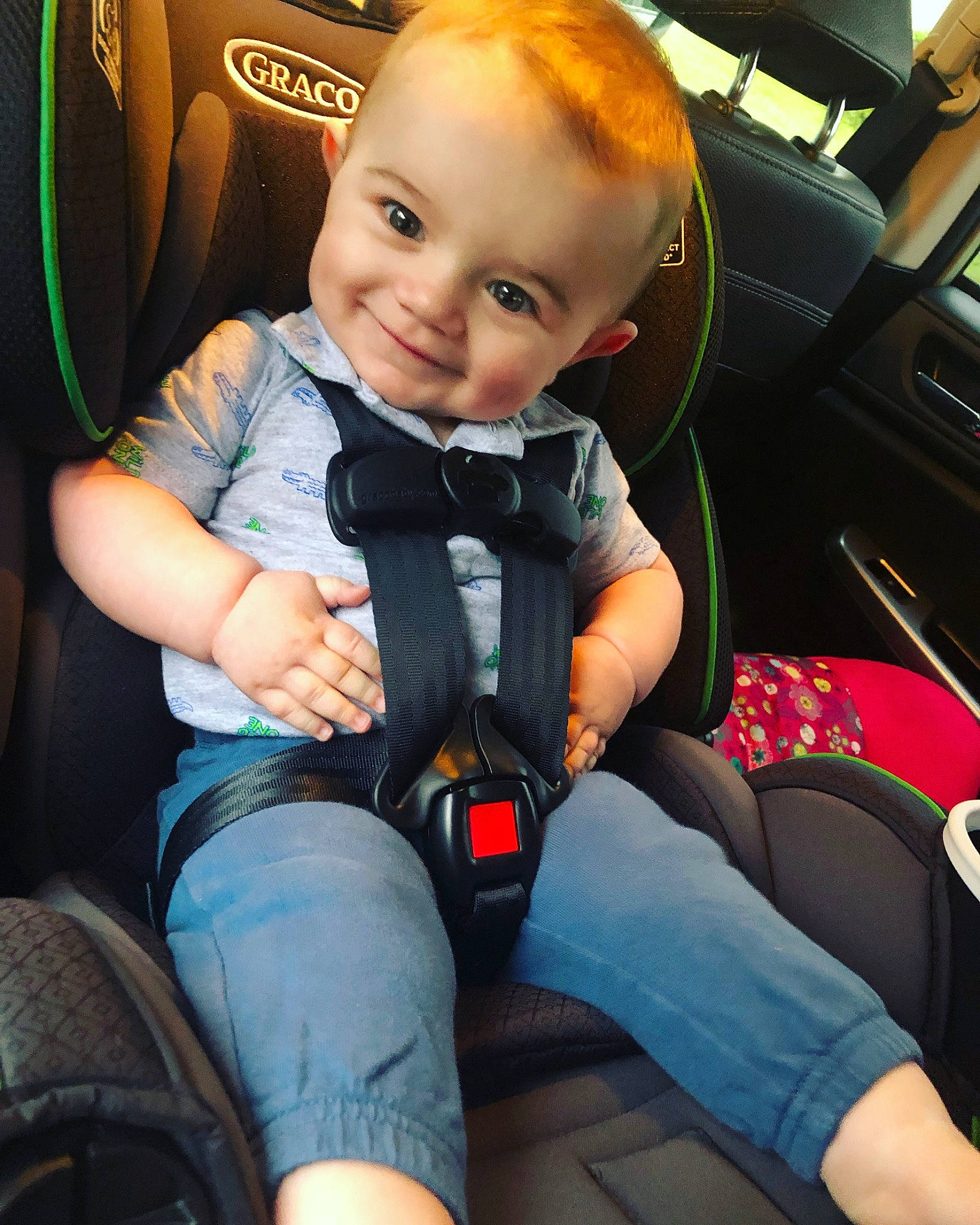 Killian joined the competition — help win amazing prizes! auto_part, baby_carriage, baby_in_car_seat, baby_products, car, car_seat, car_seat_cover, child, cool, family_car, head_restraint, joy, person, product, seat_belt, sitting, steering_wheel, toddler