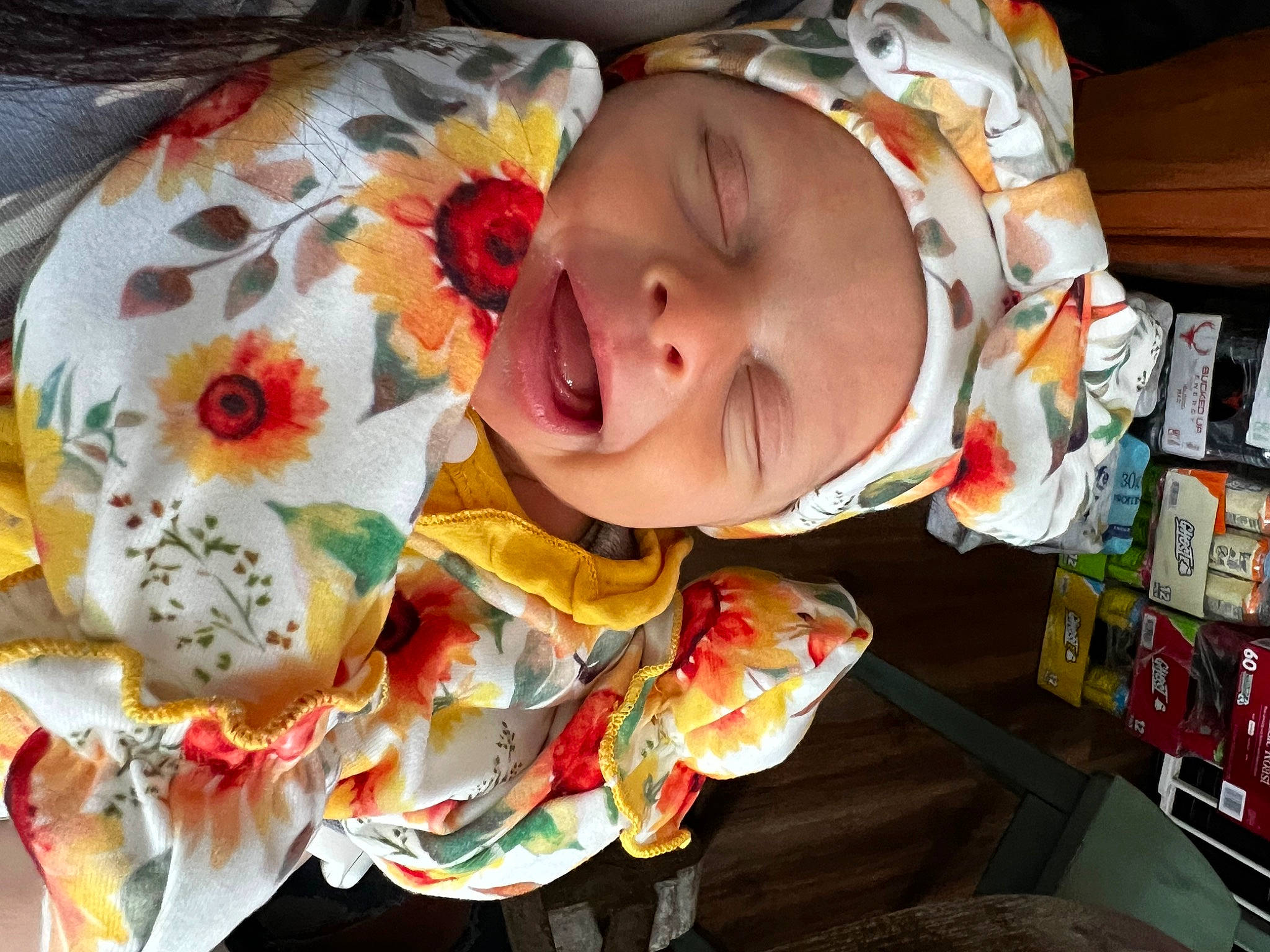 Emmalyn joined the competition — help win amazing prizes! baby, baby_products, baby_toddler_clothing, cheek, child, event, eye, flower, fun, happy, headwear, orange, pattern, person, petal, room, smile, textile, toddler