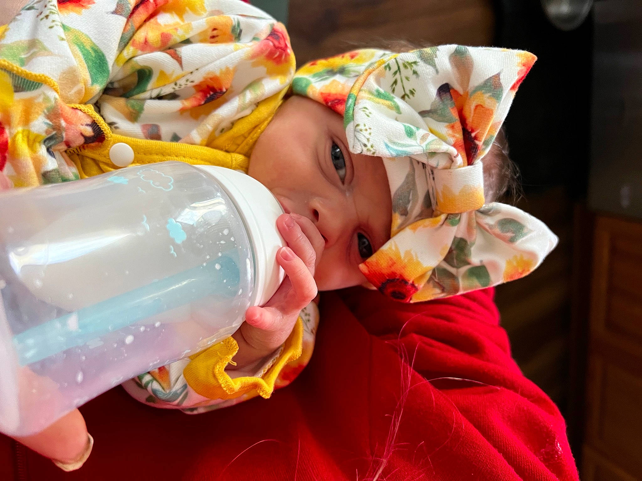 Emmalyn joined the competition — help win amazing prizes! baby, baby_products, child, comfort_food, drinkware, event, food, fun, happy, hat, headwear, holiday, party, party_supply, person, plastic, plastic_bottle, sweetness, toddler