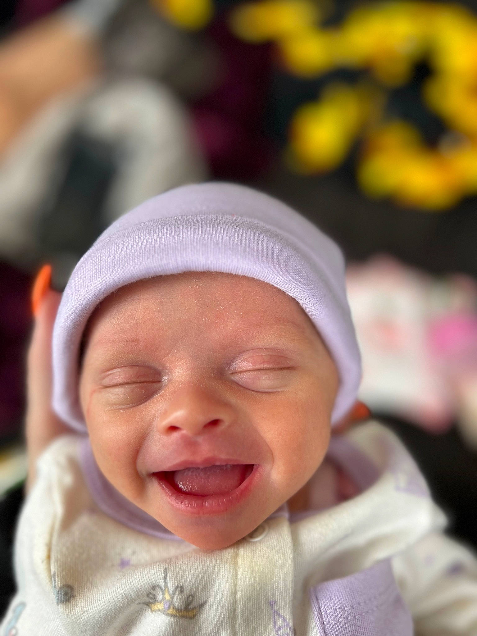 Emmalyn is registered to the contest to win money with this photo: baby, baby_toddler_clothing, cap, cheek, child, chin, close_up, event, face, fun, happy, hat, head, headgear, headwear, lip, mouth, person, pink, skin