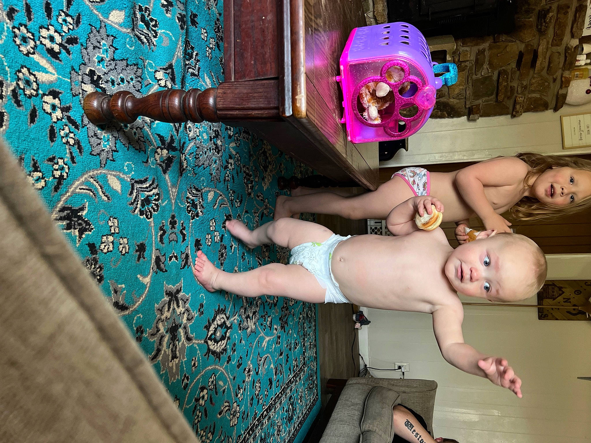 Weston joined the competition — help win amazing prizes! baby, chest, cool, electric_blue, foot, fun, human_leg, leisure, magenta, pattern, person, pink, purple, room, sandal, sitting, textile, thigh, toddler, visual_arts