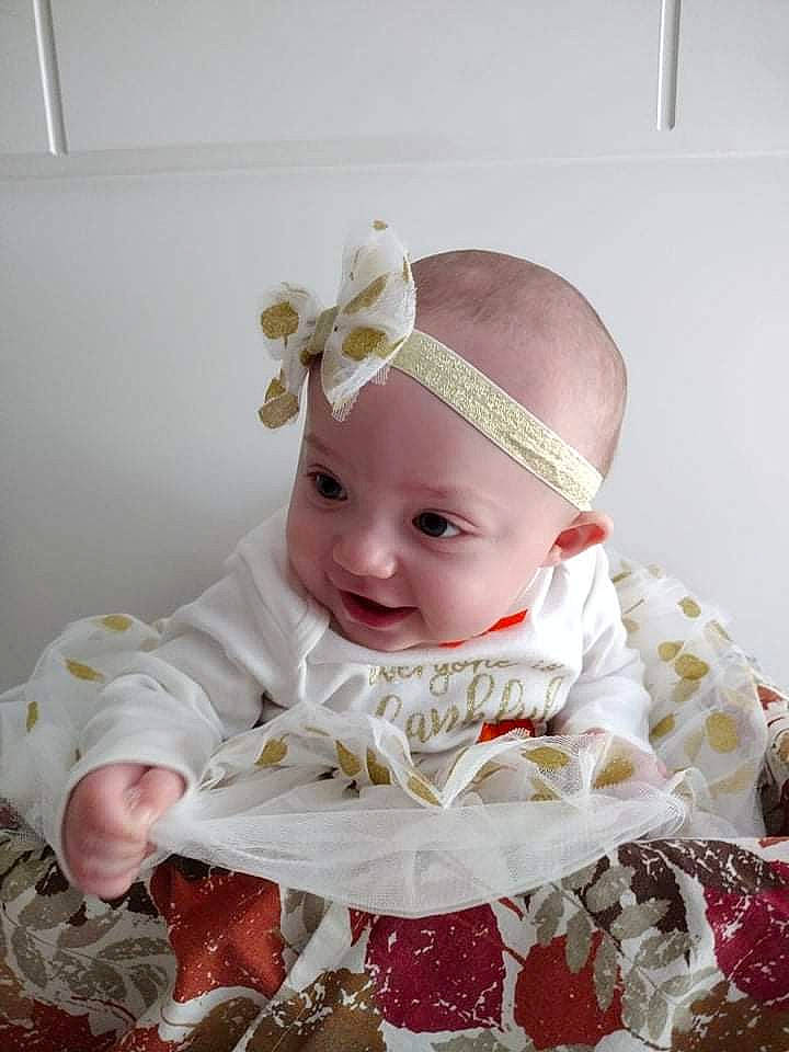 Raelynn joined the competition — help win amazing prizes! baby, baby_toddler_clothing, cap, collar, costume_hat, dress, embellishment, eye, fashion_accessory, hair_accessory, happy, headband, headgear, headpiece, headwear, pattern, person, pink, sleeve, textile