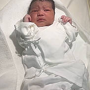 Miko is registered to the contest to win money with this photo: newborn, baby, infant, white_clothing, blanket, hospital, soft, cute, portrait, sleeping_area, foot, hand, face, skin, hospital_bracelet, lying_down, indoors, young_child, child, person