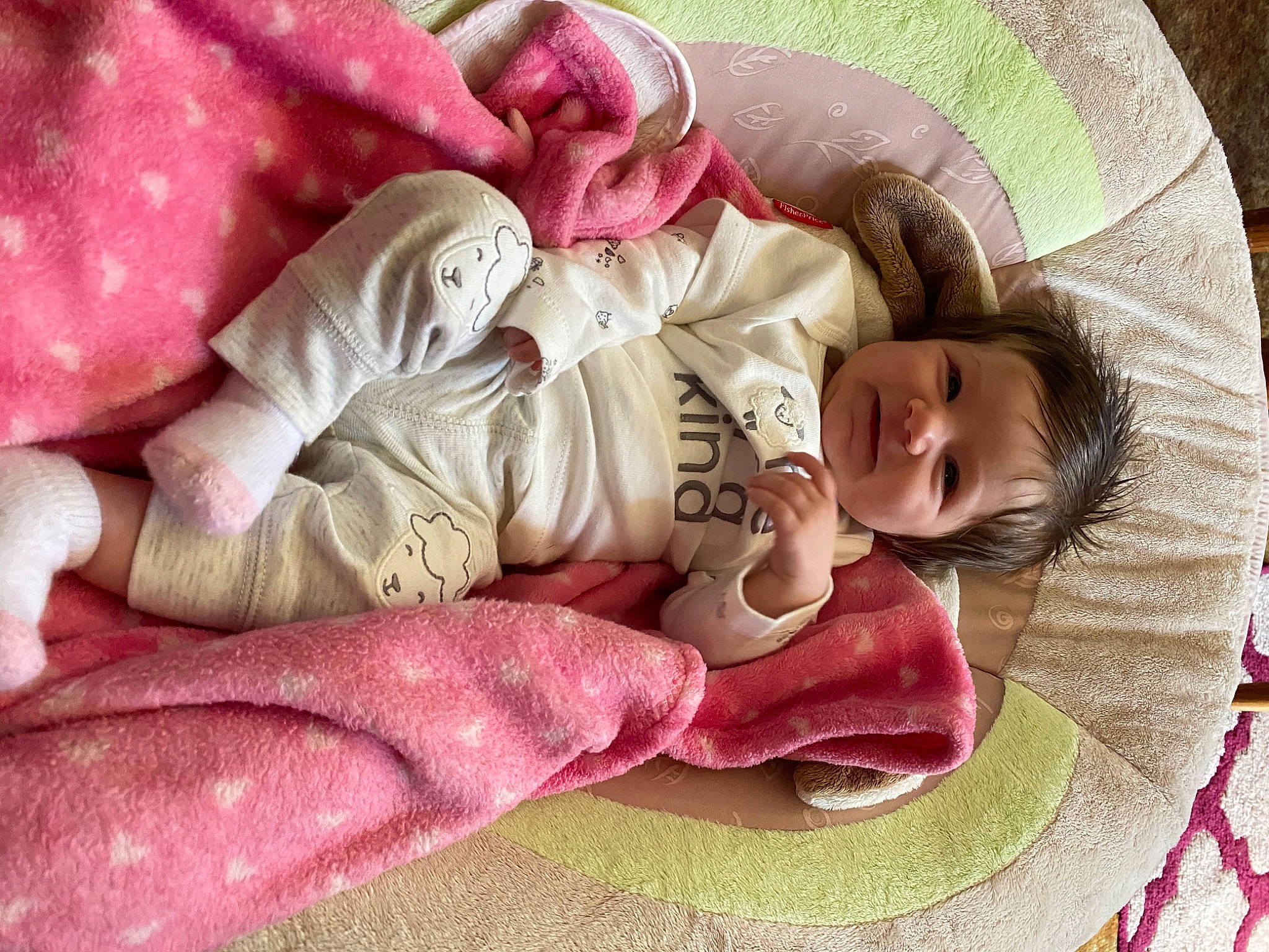 Gwyneth is registered to the contest to win money with this photo: baby, bedtime, child, nap, person, pink, sleep, smile, toddler