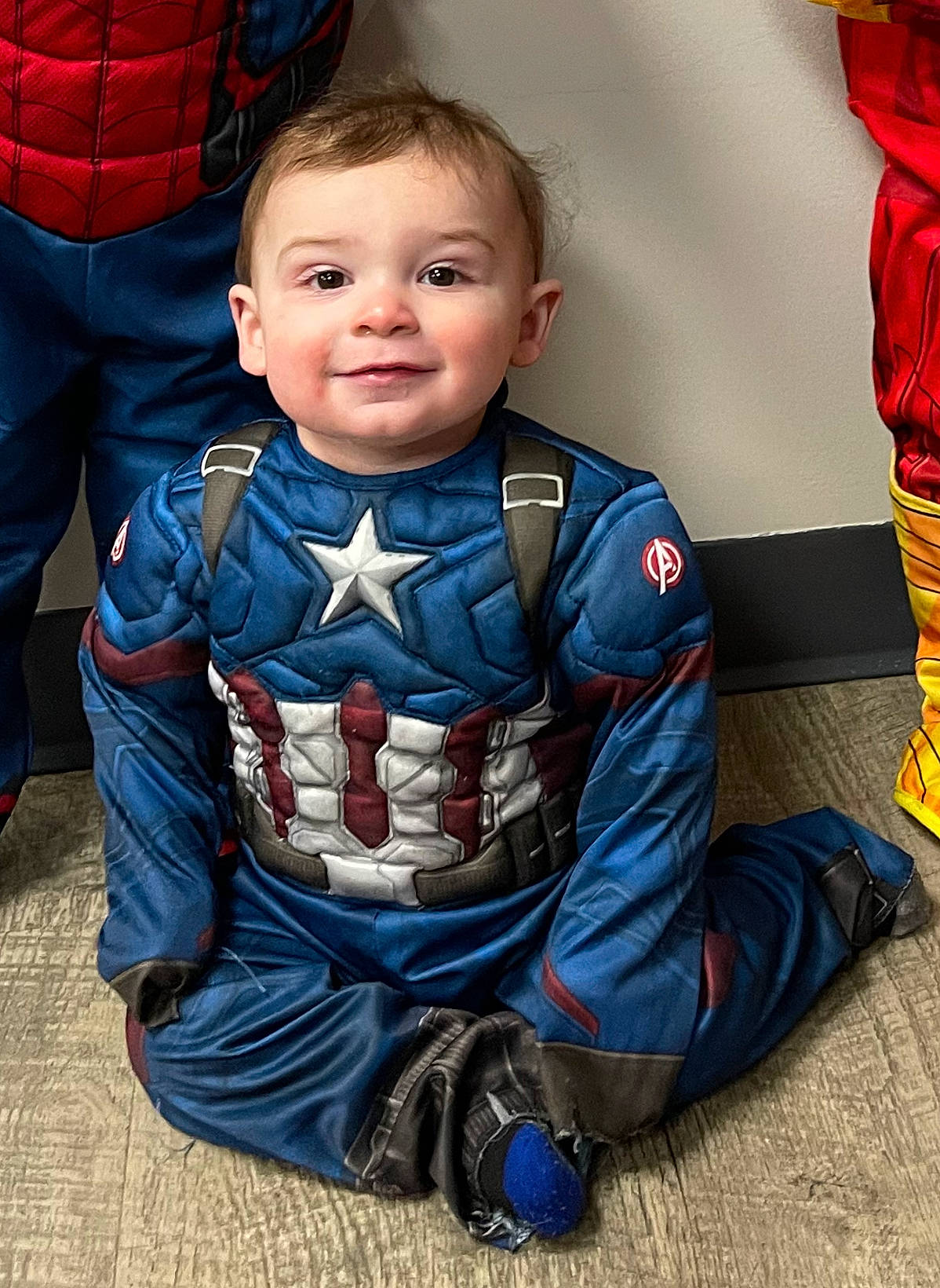 Teron joined the competition — help win amazing prizes! baby_toddler_clothing, child, electric_blue, eye, fictional_character, flooring, fun, happy, headgear, joy, pattern, people, person, personal_protective_equipment, red, shoe, sitting, sleeve, standing, textile