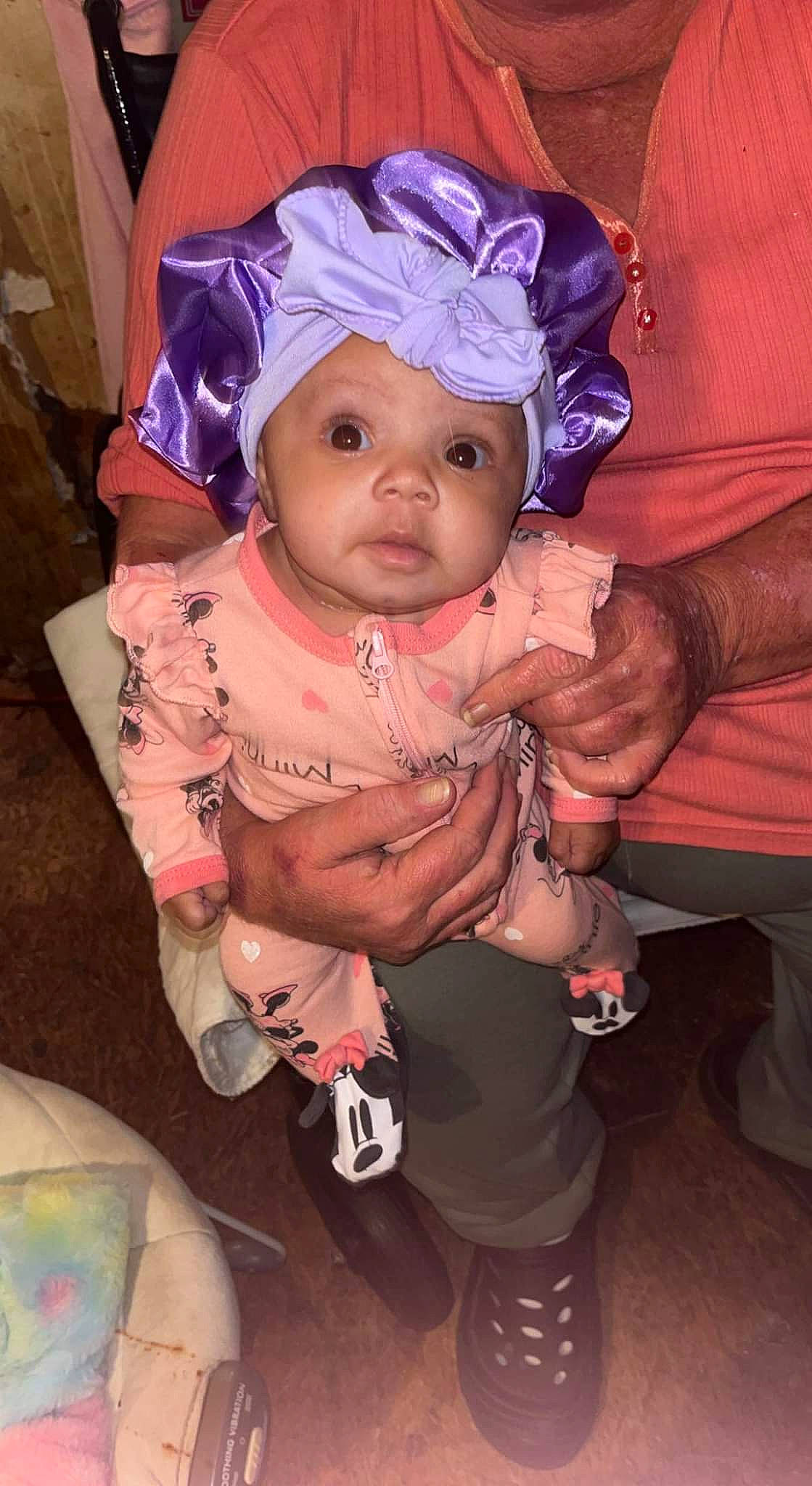 La'Quinta is registered to the contest to win money with this photo: baby, baby_carriage, baby_products, baby_toddler_clothing, cheek, child, costume, costume_hat, event, eyelash, fashion_accessory, fun, happy, headgear, headwear, jewellery, person, personal_protective_equipment, pink, purple