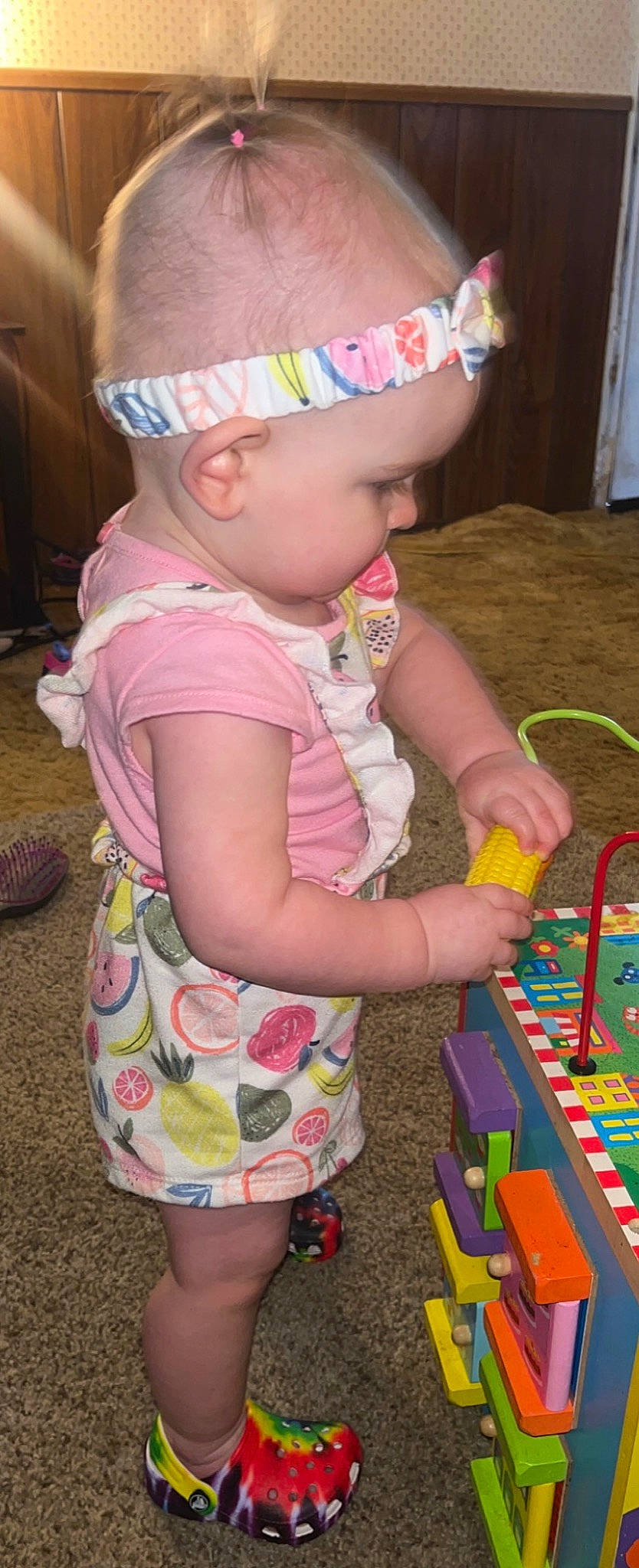 Scarlet joined the competition — help win amazing prizes! baby, baby_toddler_clothing, beauty, cap, child, costume_hat, curtain, fashion_accessory, fun, hat, pattern, person, pink, play, product, skin, snapshot, standing, toddler, toy