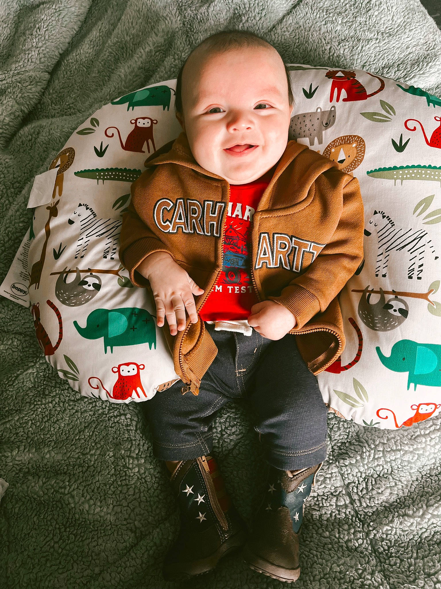 Jaycee joined the competition — help win amazing prizes! baby, baby_carriage, baby_products, baby_toddler_clothing, child, comfort, cool, fictional_character, finger, gesture, grass, happy, head, joy, linens, pattern, person, sitting, sleeve, smile