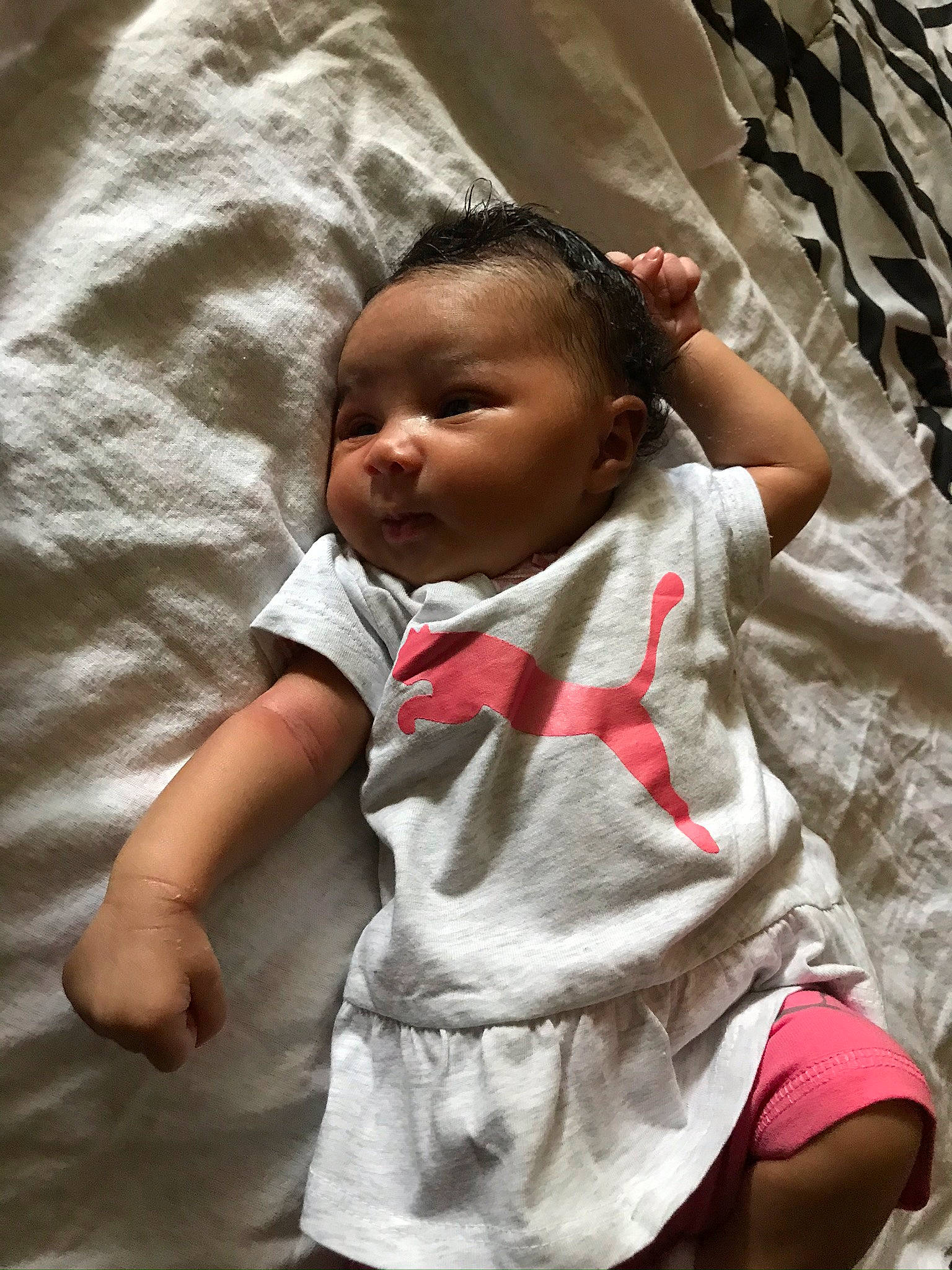 Saharah is registered to the contest to win money with this photo: baby, child, person, skin, toddler