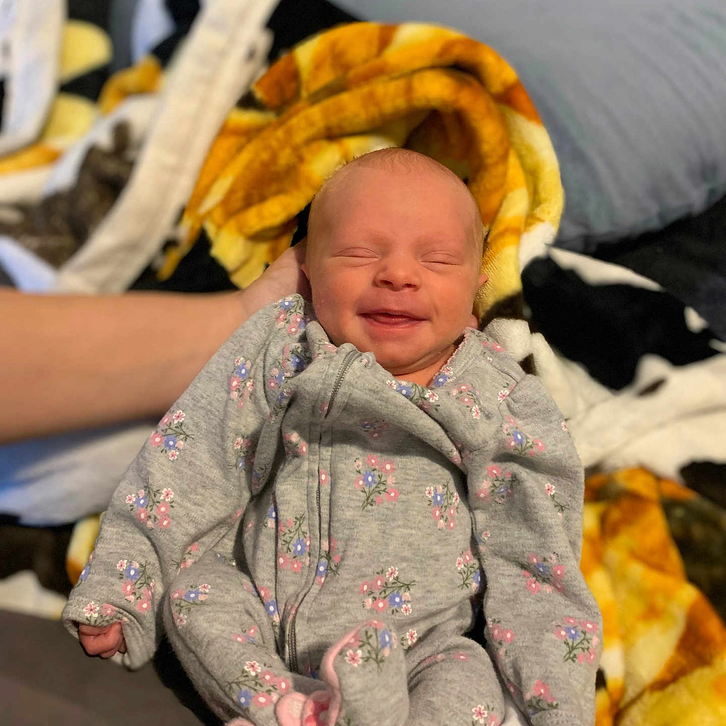Aliya is registered to the contest to win money with this photo: architecture, baby, bed, bedroom, blanket, building, childbirth, clothing, couch, cushion, face, furniture, glove, happy, hat, head, homedecor, hospital, indoors, newborn