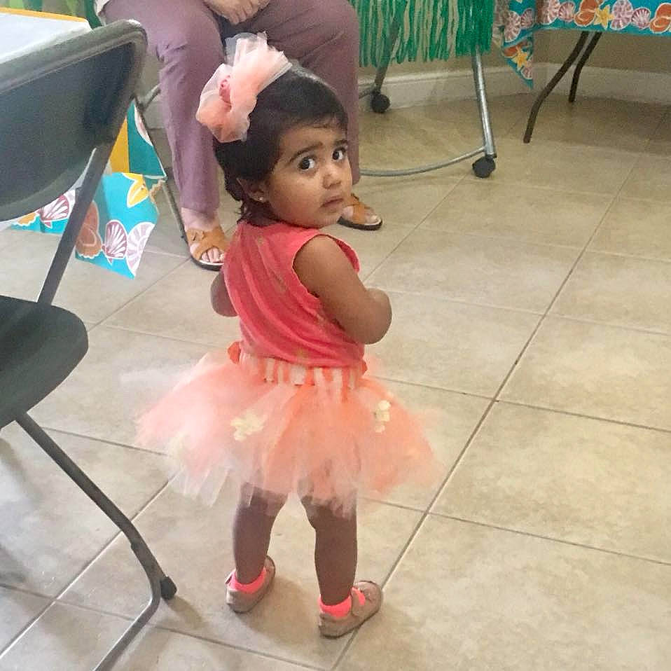 Salomé is registered to the contest to win money with this photo: ballet_tutu, child, clothing, costume, day, flooring, fun, girl, infant, person, pink, play, product, toddler