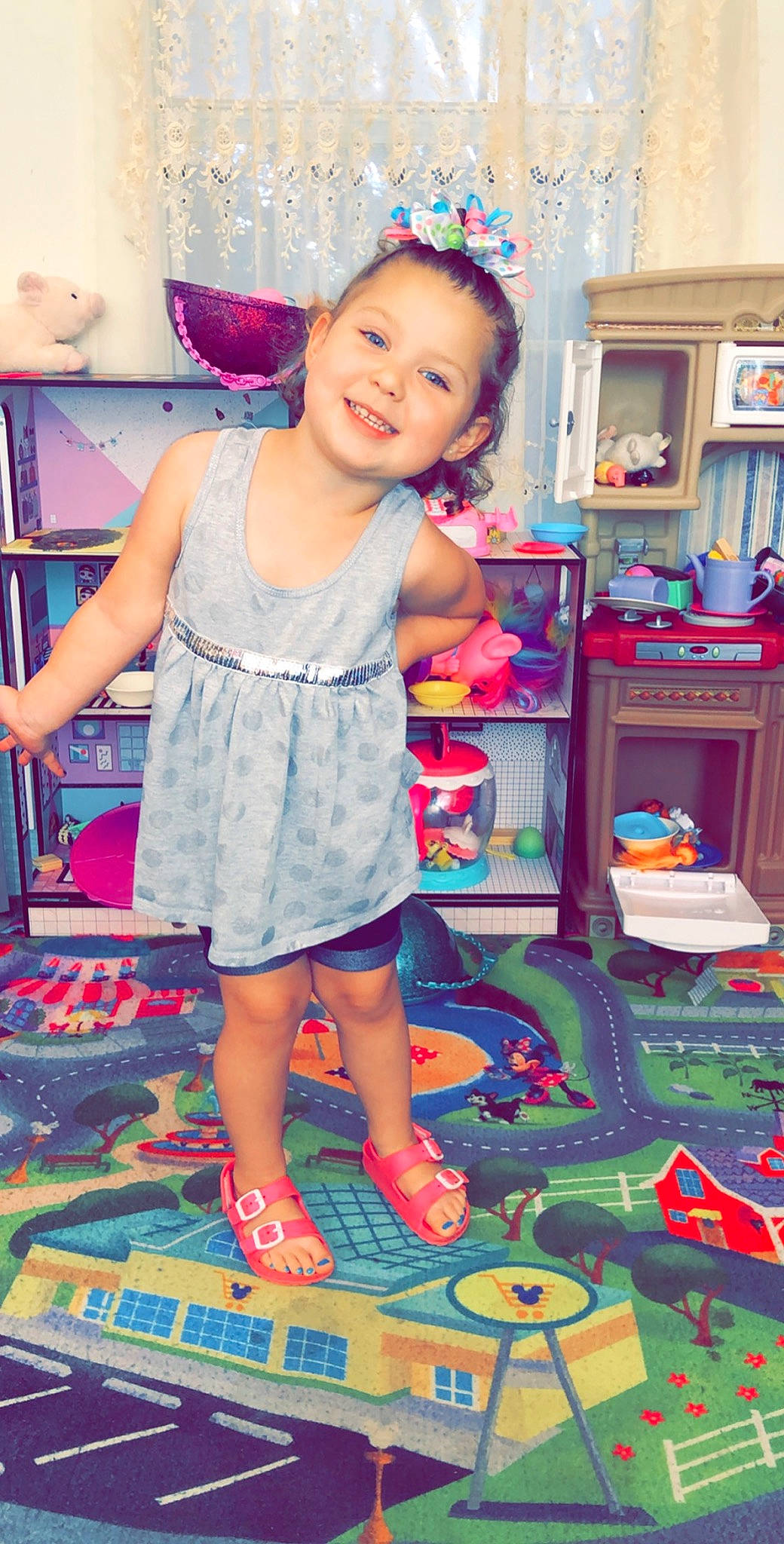 Amelia is registered to the contest to win money with this photo: baby, child, child_model, dress, fun, happy, joy, pattern, person, play, room, shoe, smile, summer, toddler, toy, vacation