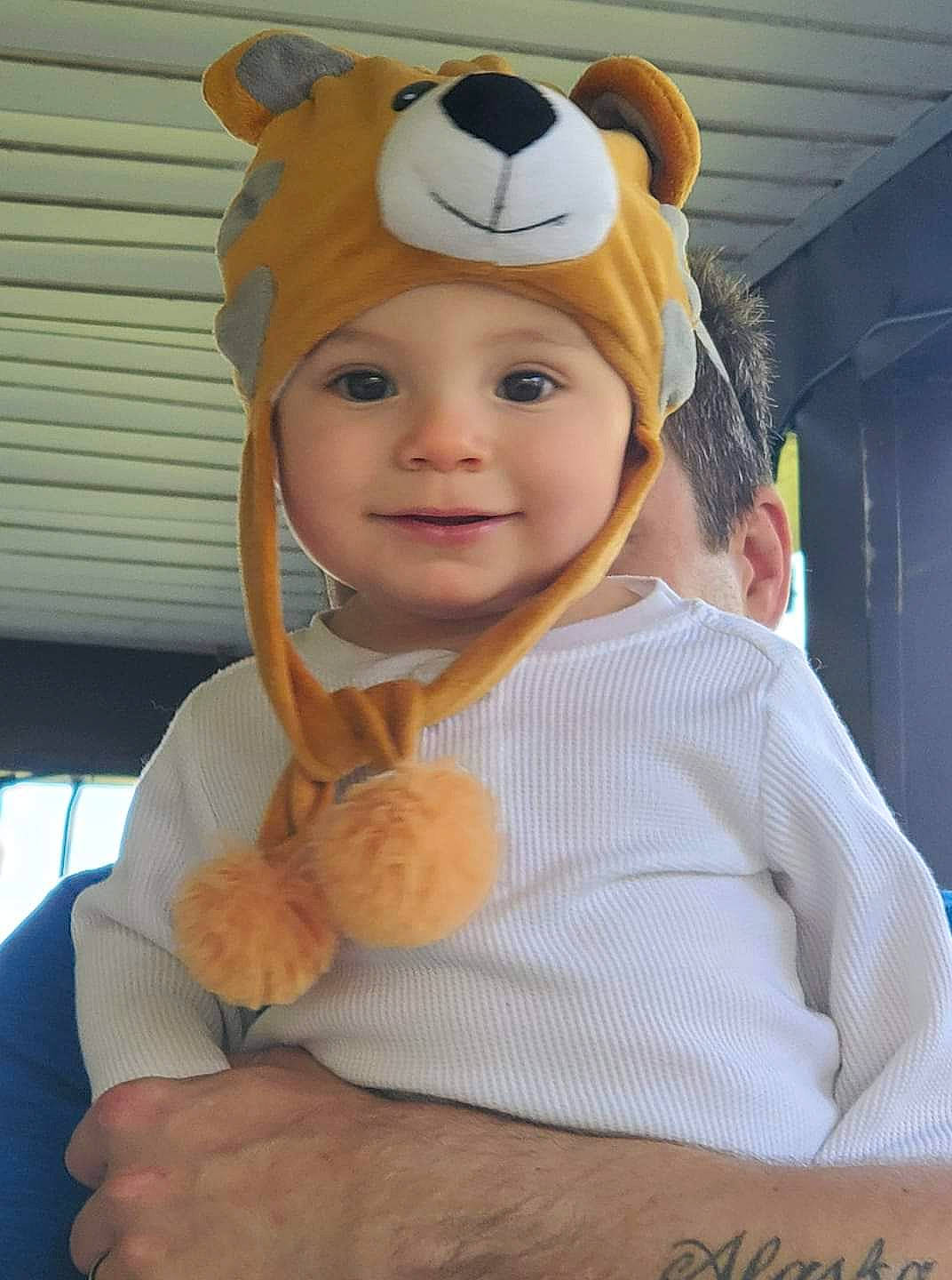 Jaxen joined the competition — help win amazing prizes! baby, beanie, cap, child, costume, costume_accessory, costume_hat, ear, hat, headgear, headwear, joy, person, plush, stuffed_toy, teddy_bear, toddler