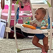Amariah joined the competition — help win amazing prizes! baby, child, jumper, toy, indoor, carpet, window, furniture, playtime, curious, footwear, pink, blue, white, green, person, young, home, activity, exploring