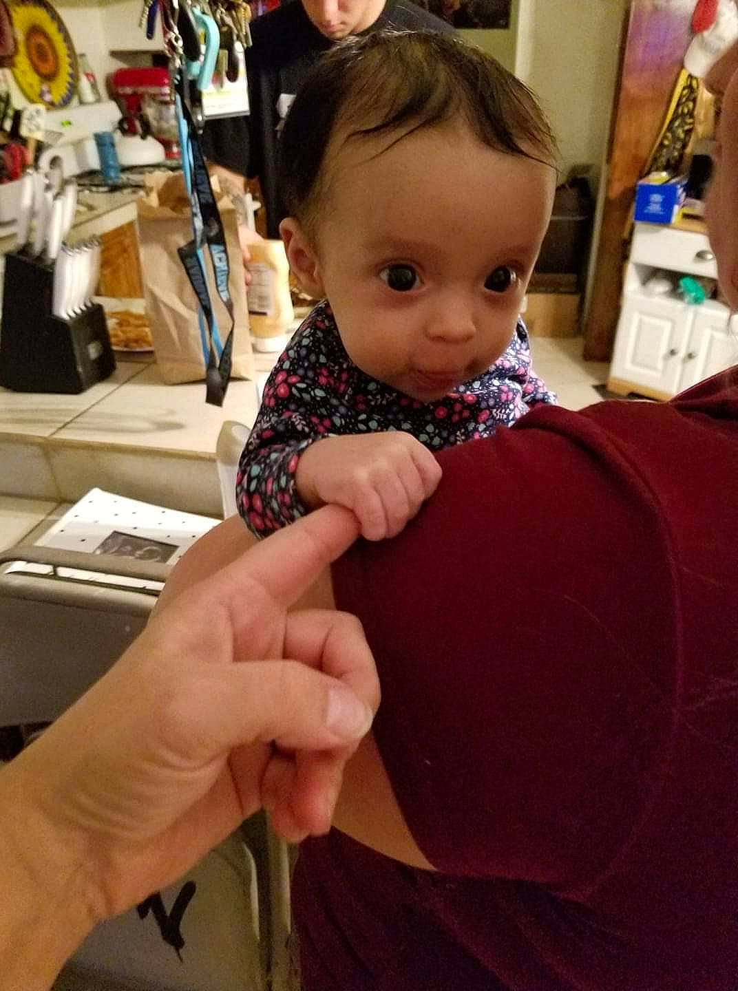 Hazel Grace joined the competition — help win amazing prizes! arm, baby, cheek, child, ear, finger, hairstyle, hand, joint, person, shoulder, skin, thumb, toddler