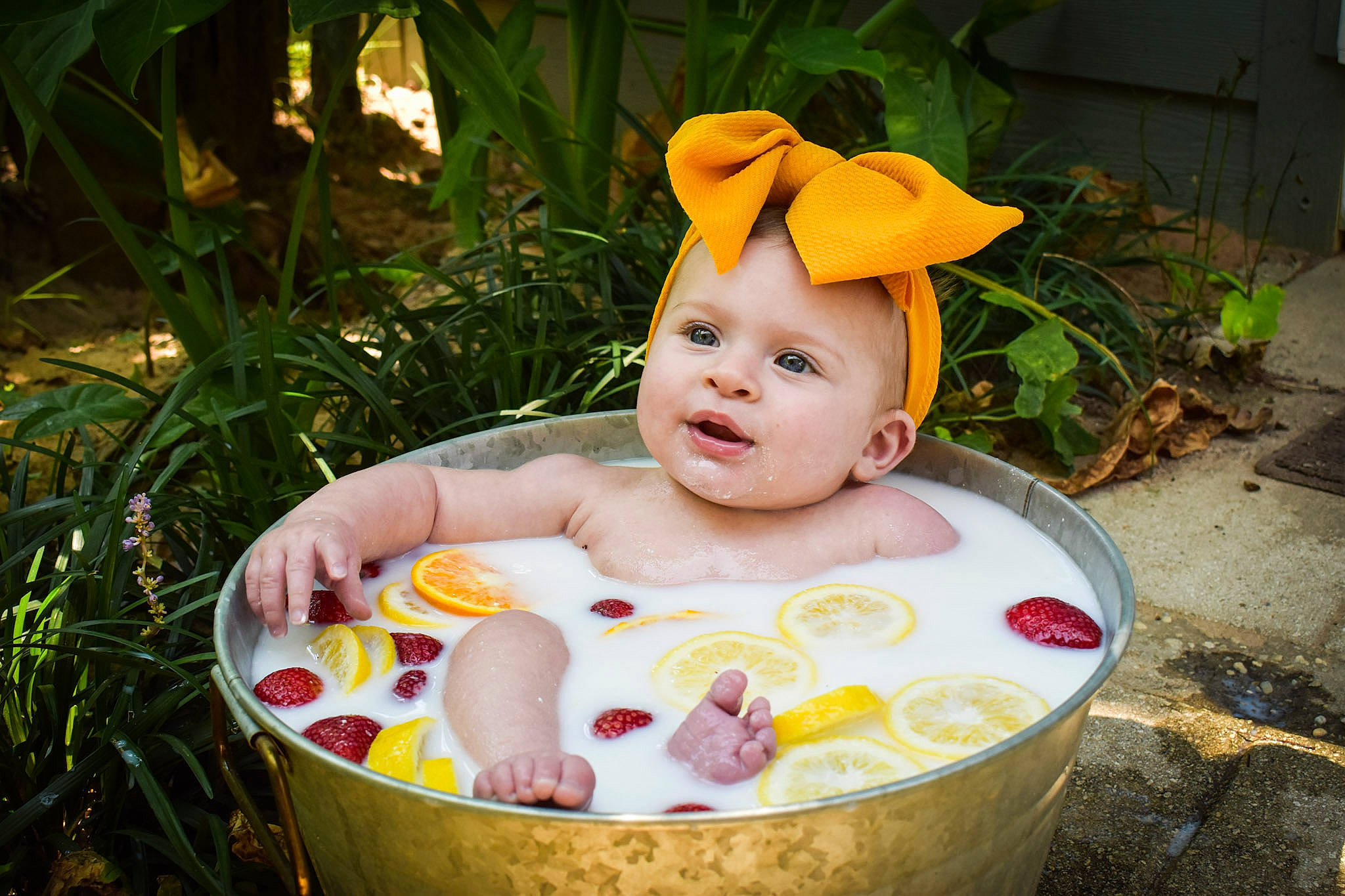Annaliese joined the competition — help win amazing prizes! baby, baby_bathing, bathing, child, person, smile, toddler, yellow