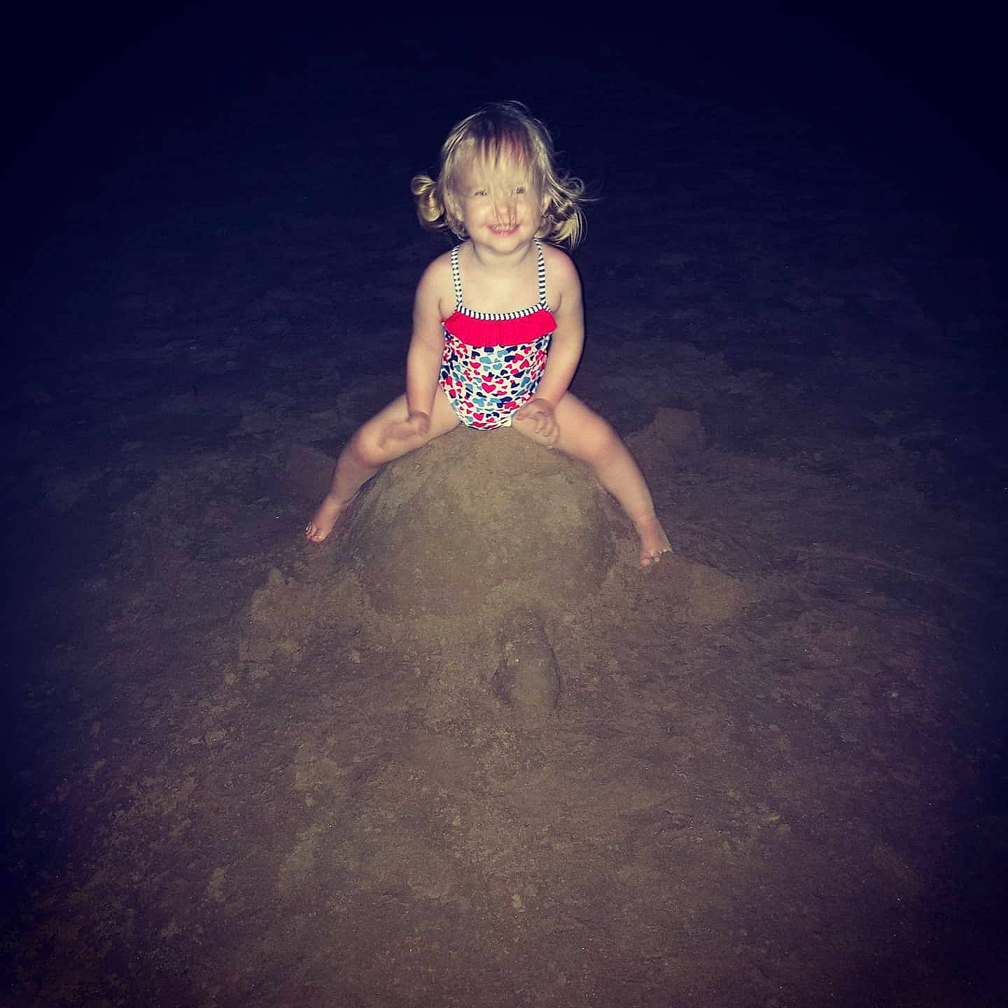 Blakelee is registered to the contest to win money with this photo: child, cloud, dress, flash_photography, fun, hand, happy, joy, leg, meteorological_phenomenon, night, person, photograph, photography, pink, sitting, sky, smile, space