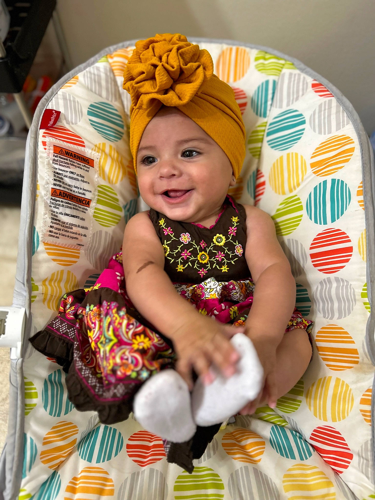 Anacella joined the competition — help win amazing prizes! baby, baby_products, baby_toddler_clothing, child, costume, event, eye, fashion_accessory, fun, happy, hat, headwear, joy, magenta, orange, pattern, peach, person, pink, sitting