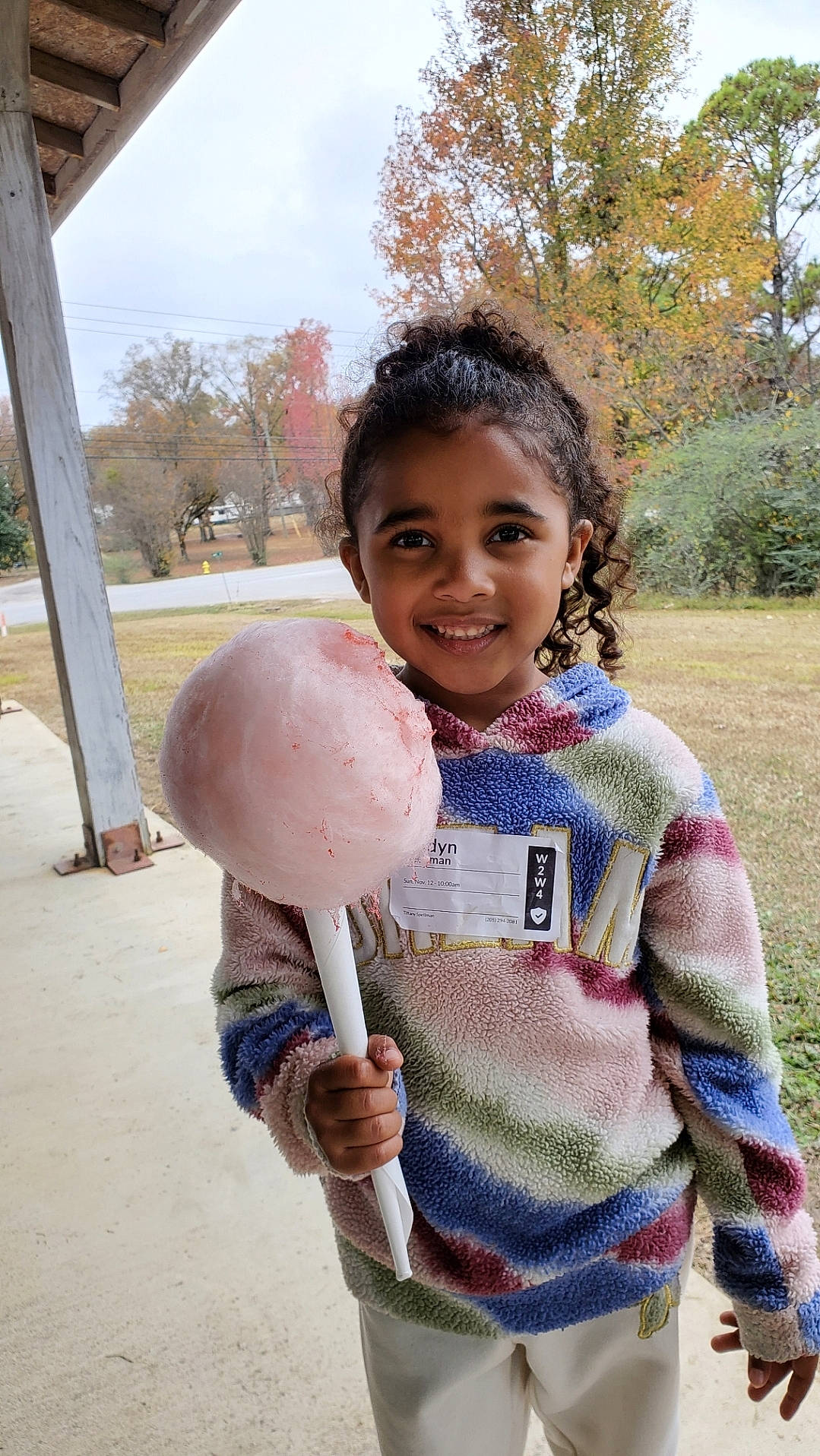 Jaidyn is registered to the contest to win money with this photo: child, dessert, frozen_dessert, fun, grass, happy, ice_cream, joy, leisure, neck, person, plant, play, recreation, sky, sleeve, smile, swing, t_shirt, toddler