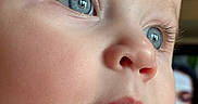 Victoria participe au concours pour gagner de l'argent avec cette photo : baby, blue_eyes, child, close_up, curious, cute, detail, expression, eyelashes, face, human, infant, innocence, lips, natural_light, nostrils, portrait, skin, soft_light, young_child