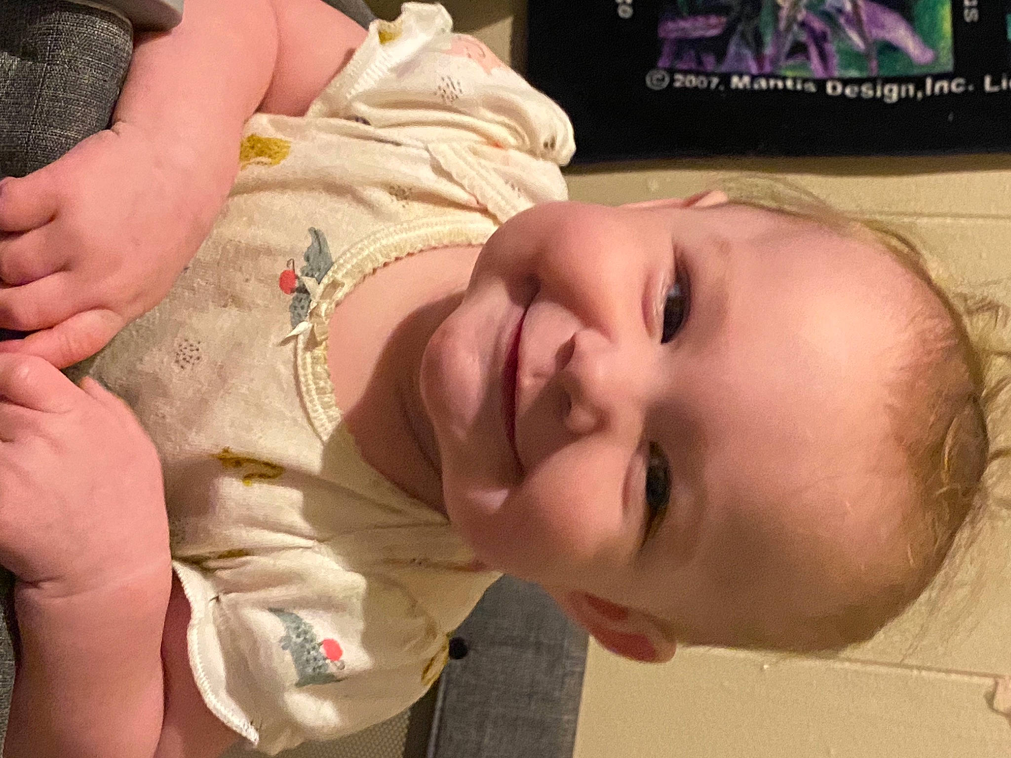 Karma is registered to the contest to win money with this photo: baby, cheek, chin, ear, eye, eyebrow, eyelash, facial_expression, hairstyle, hand, happy, human, iris, joy, lip, mammal, mouth, neck, nose, person