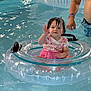 Alina joined the competition — help win amazing prizes! toddler, child, pool, water, inflatable_ring, floating, waving, swimming, summer, fun, cute, person, adult, wet_hair, sitting, pink_clothing, splash, play, leisure, vacation