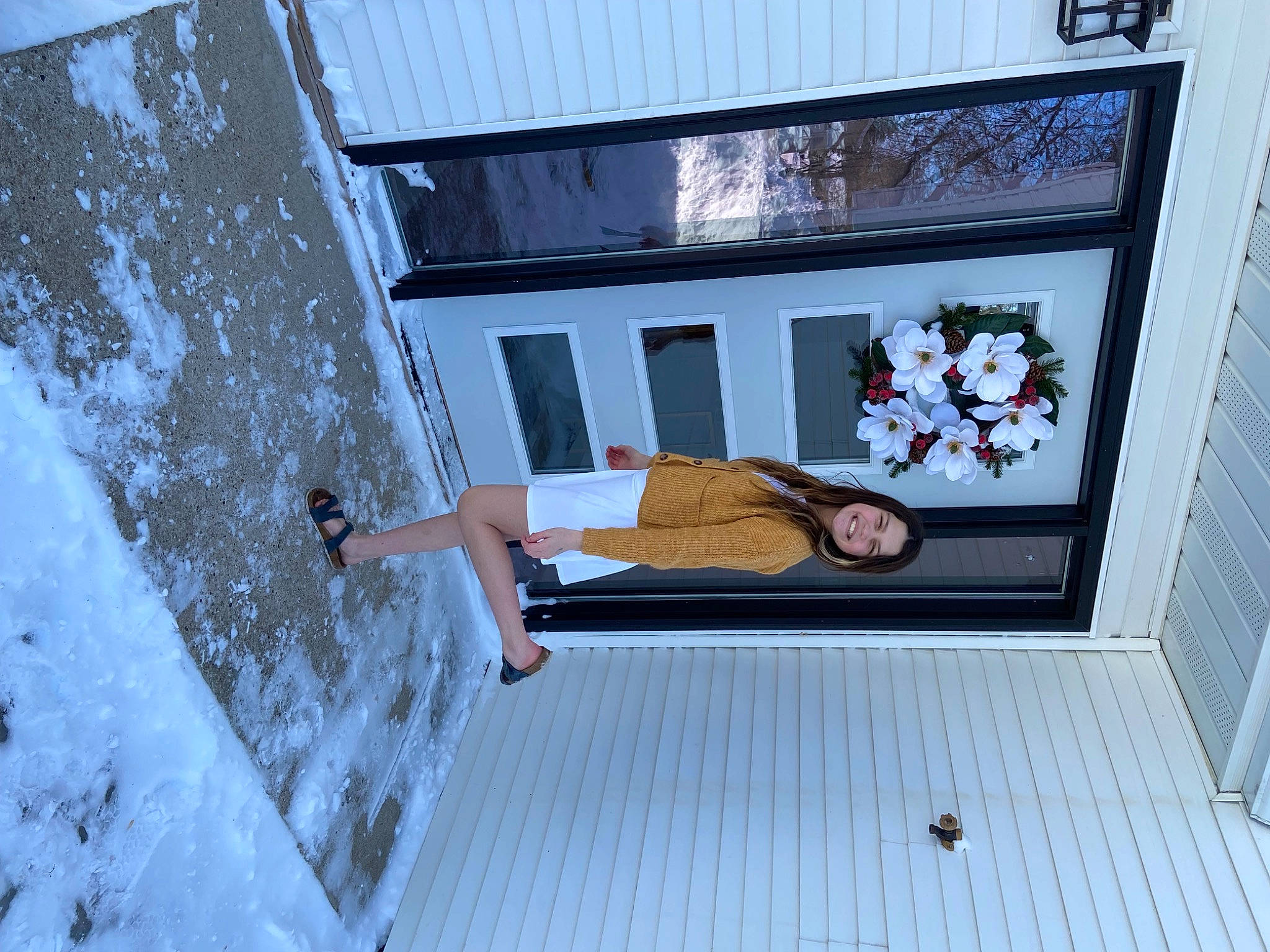 Kayden joined the competition — help win amazing prizes! advertising, composite_material, display_device, facade, freezing, hardwood, joy, leisure, person, rectangle, siding, slope, snow, winter, wood, wood_stain