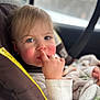 Adahlia joined the competition — help win amazing prizes! toddler, child, car_seat, blanket, nose_picking, blue_eyes, rosy_cheeks, indoor, seatbelt, clothing, person, portrait, cute, baby, hair, hand, warm, car_interior, window, expression