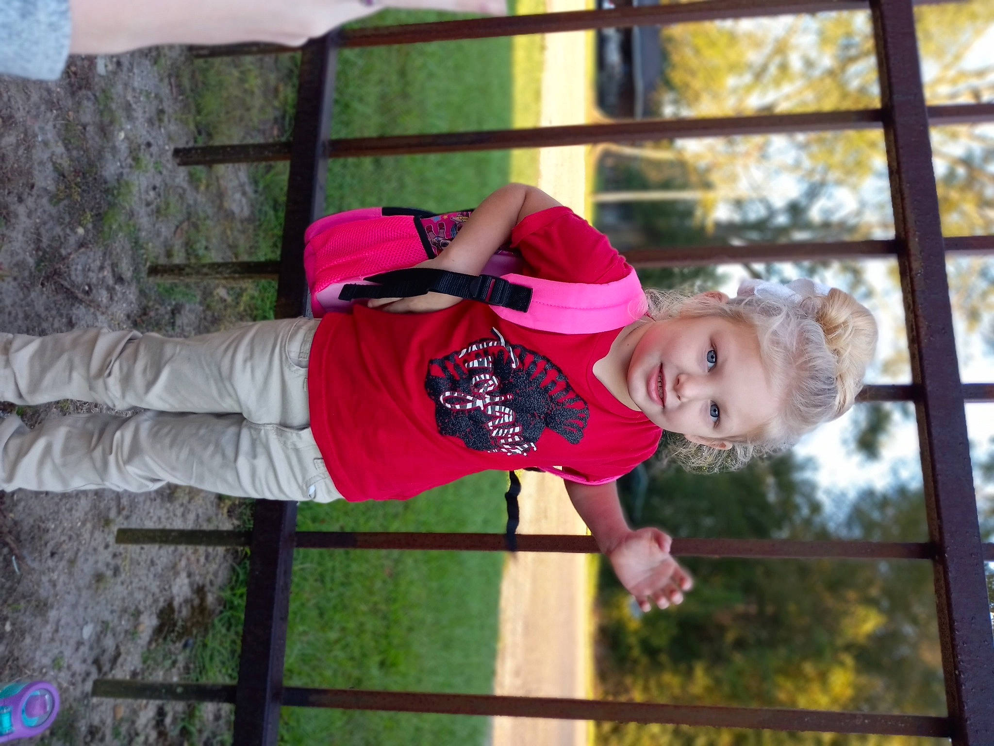 Ray'Lynn joined the competition — help win amazing prizes! baby_toddler_clothing, child, fun, grass, happy, hat, joy, leisure, magenta, person, plant, smile, t_shirt, toddler, tree, window