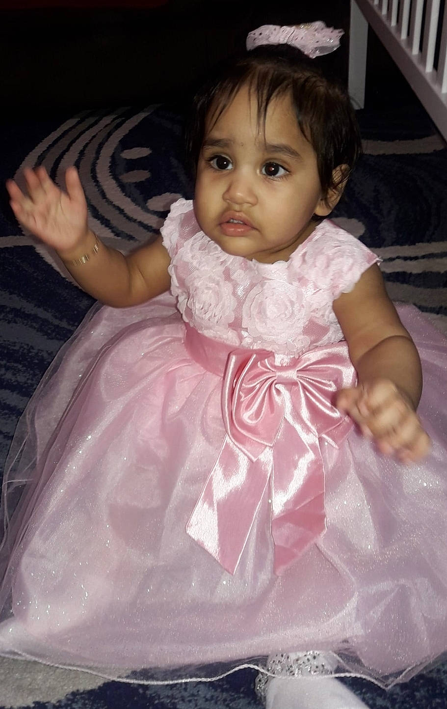 Annabella joined the competition — help win amazing prizes! arm, baby_toddler_clothing, cheek, chin, dress, eye, eyebrow, eyelash, face, hair, hairstyle, hand, happy, iris, lip, neck, person, pink, skin, sleeve