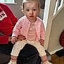 Raya joined the competition — help win amazing prizes! toddler, child, baby, pink_bow, pink_sweater, white_shoes, polka_dot_pants, indoor, carpeted_stairs, person, holding_hands, window, home_interior, wood_floor, sitting, curious_expression, female_child, casual_clothing, adult_hand, portrait
