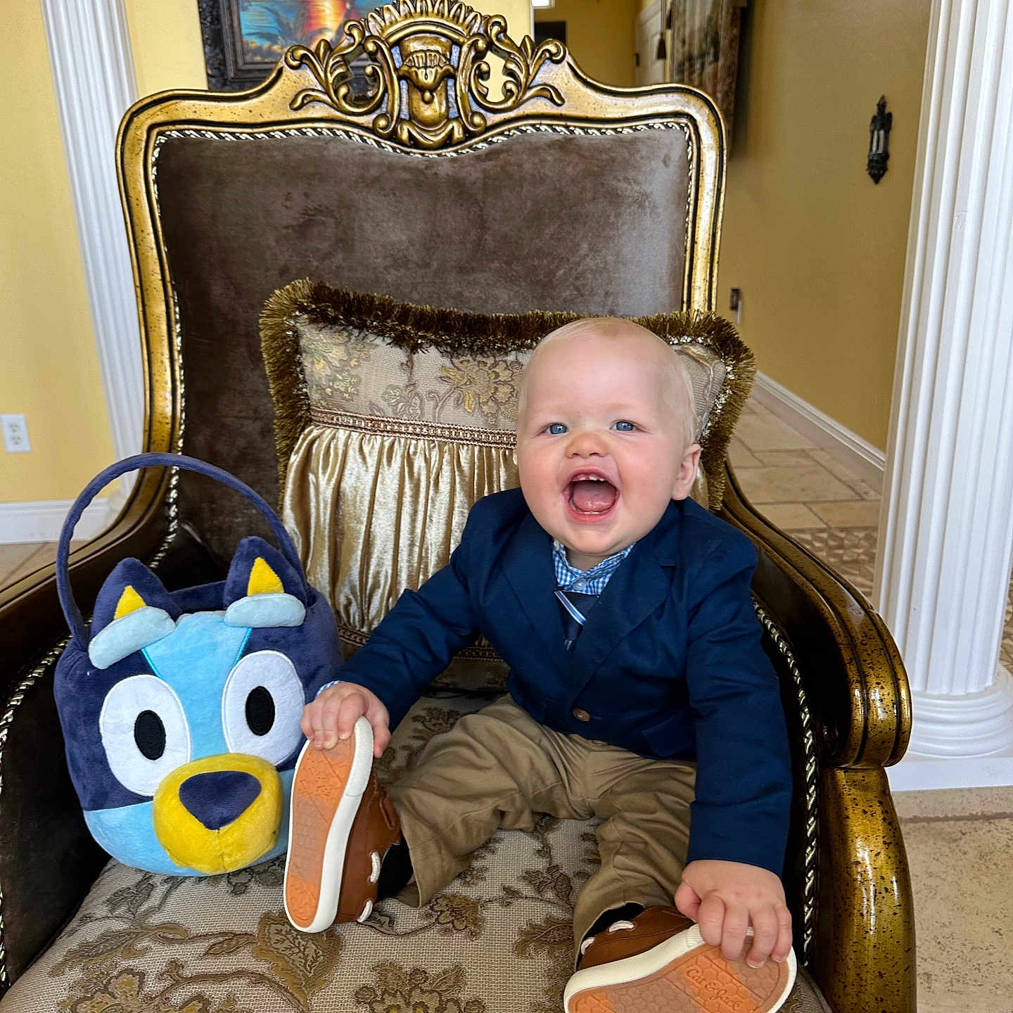 Roman joined the competition — help win amazing prizes! architecture, armchair, baby, chair, clothing, couch, cushion, face, footwear, furniture, happy, head, homedecor, pants, person, photography, portrait, sandal, shoe, sitting