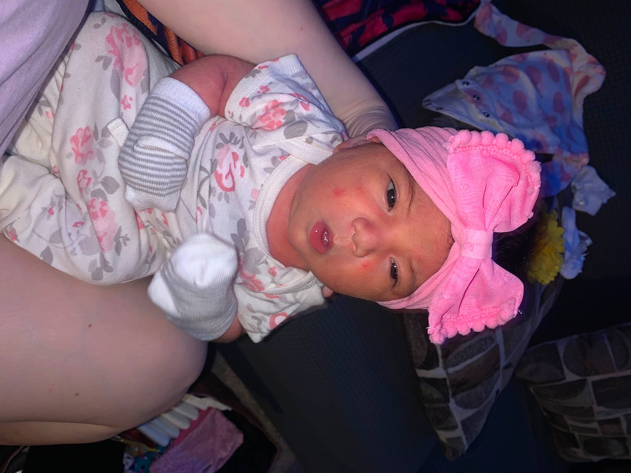 Dalia is registered to the contest to win money with this photo: baby, baby_toddler_clothing, cheek, child, comfort, eyelash, fun, hat, head, headgear, headwear, human_body, lip, mouth, nail, organ, pattern, person, pink, skin