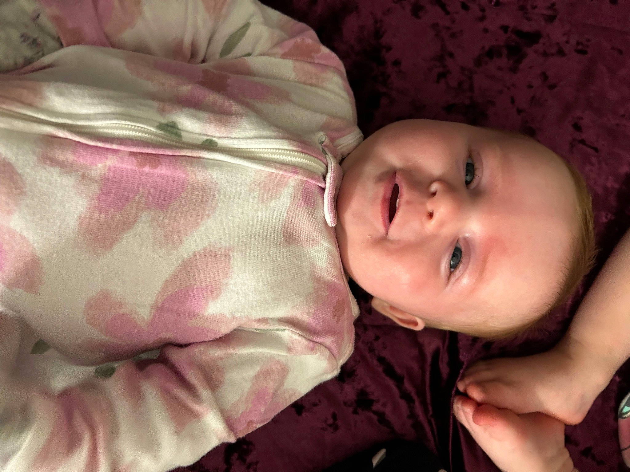 Hazellee joined the competition — help win amazing prizes! baby, baby_toddler_clothing, cheek, clothing, comfort, eye, eyebrow, eyelash, hand, headgear, human_body, iris, lip, mouth, nose, person, pink, purple, skin, textile