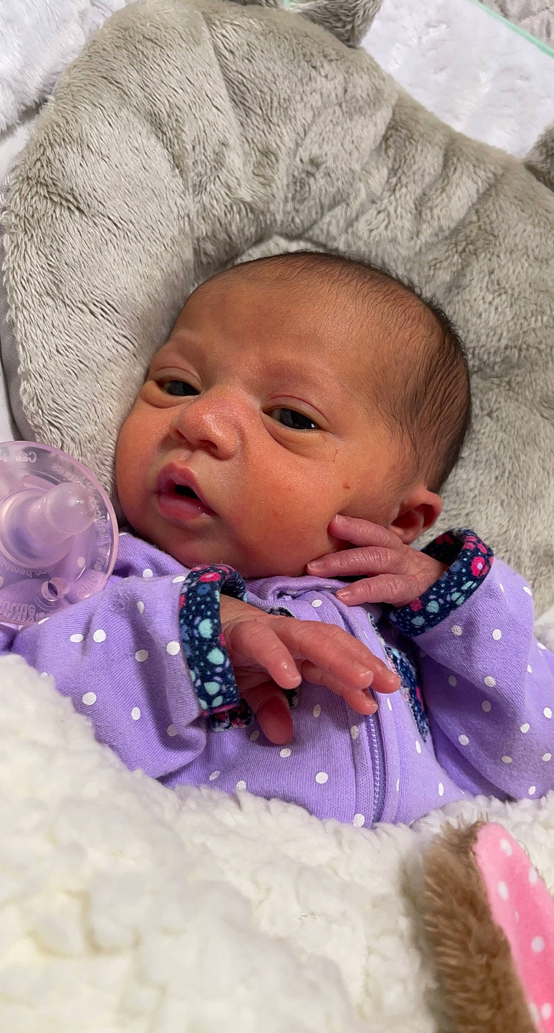 Tinsley joined the competition — help win amazing prizes! baby, baby_toddler_clothing, cheek, chin, clothing, comfort, eye, eyebrow, happy, head, iris, lip, mouth, nose, outerwear, person, pink, product, skin, sleeve