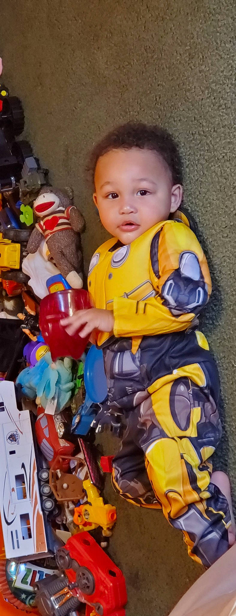 Tylan joined the competition — help win amazing prizes! child, fictional_character, person, personal_protective_equipment, play, toddler, toy