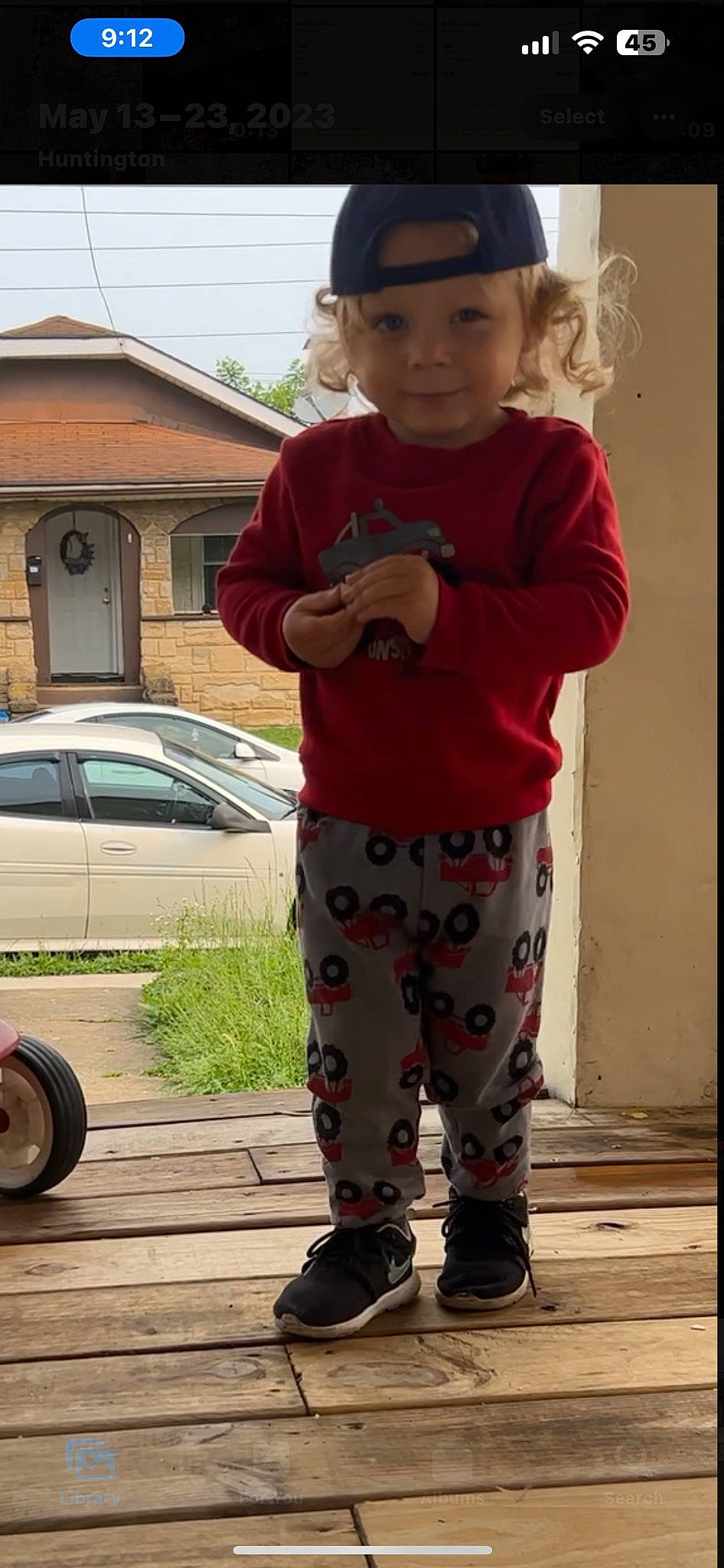 Kaidyn joined the competition — help win amazing prizes! baseball_cap, cap, car, clothing, headwear, helmet, joy, magenta, pattern, person, photograph, sleeve, snapshot, standing, t_shirt, tire, toddler, vehicle, vehicle_door, waist