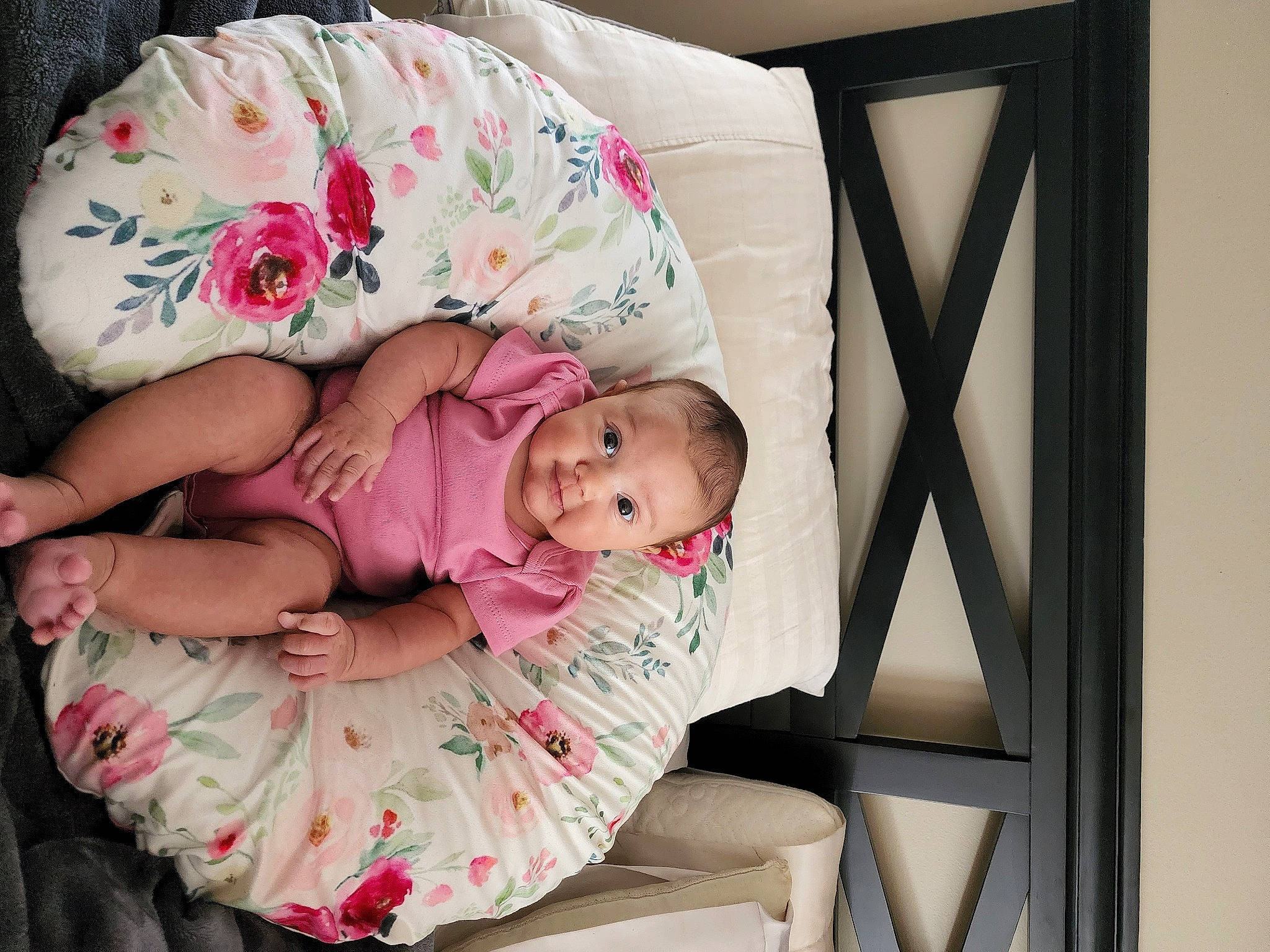 Elizabeth joined the competition — help win amazing prizes! baby, baby_products, baby_sleeping, baby_toddler_clothing, child, comfort, linens, nap, pattern, person, pink, portrait_photography, room, sitting, sleep, sleeve, toddler, wood