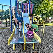 Stella joined the competition — help win amazing prizes! child, children, playground, slide, baby, park, outdoor, fun, play, friends, daylight, trees, grass, woodchips, smile, casual_clothing, happy, summer, recreation, metal_slide