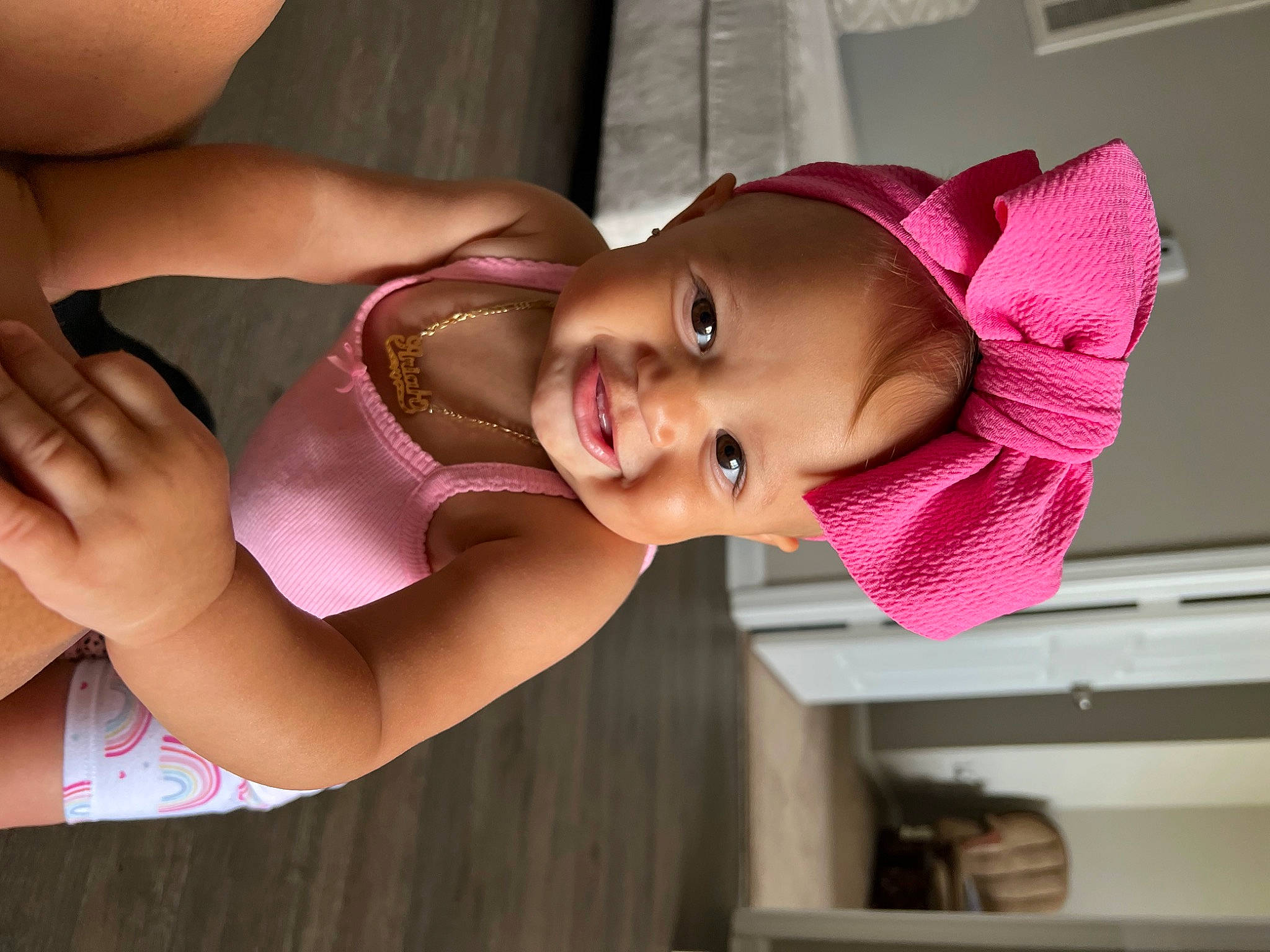 Ariah joined the competition — help win amazing prizes! baby, baby_toddler_clothing, beauty, cheek, child, dress, elbow, eyelash, fun, gesture, hand, happy, hat, lip, mouth, nose, person, pink, skin, smile