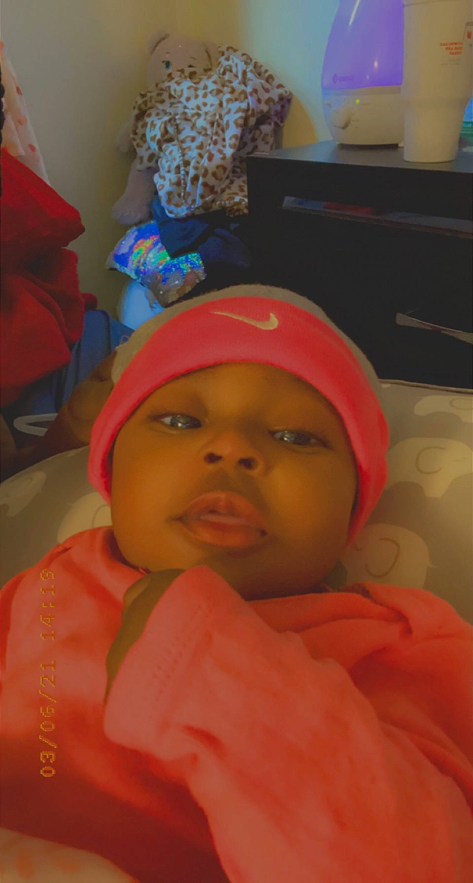 Kehlani joined the competition — help win amazing prizes! baby, cap, child, comfort, eyebrow, fun, happy, headgear, headwear, home_appliance, linens, magenta, mouth, nose, orange, person, personal_protective_equipment, pink, room, smile