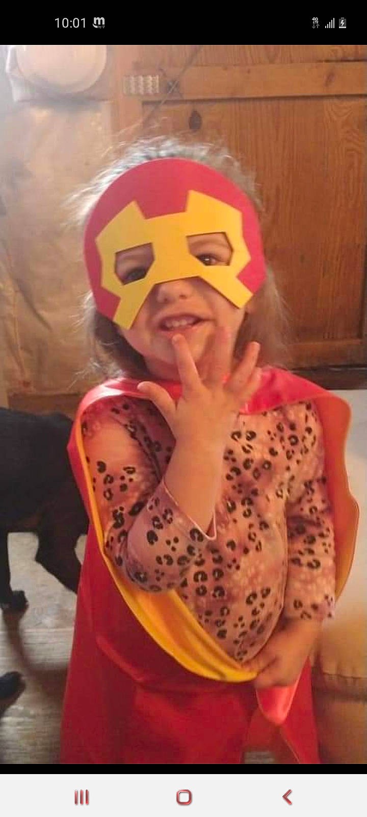 Kynlee joined the competition — help win amazing prizes! art, child, costume, event, eye, fun, happy, hat, mask, peach, person, personal_protective_equipment, plant, room, sleeve, smile, t_shirt, thumb, toddler, tradition