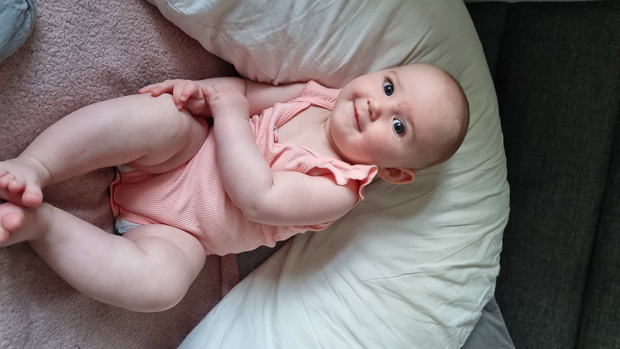 Ayvah joined the competition — help win amazing prizes! baby, baby_toddler_clothing, cheek, comfort, dress, eye, finger, flash_photography, hand, human_body, iris, lip, mouth, nail, nose, person, pink, skin, sleeve, smile