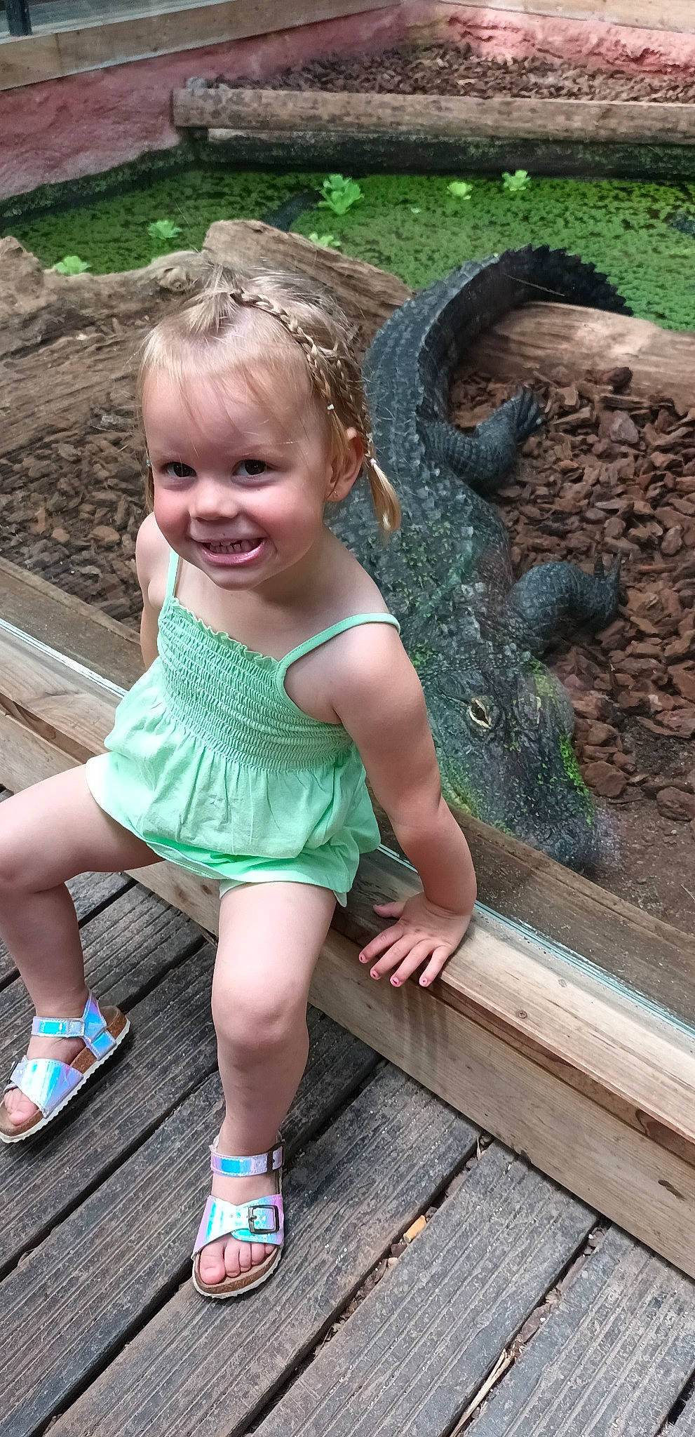 Lia participe au concours pour gagner de l'argent avec cette photo : baby_toddler_clothing, eye, fawn, fun, grass, green, hair, hairstyle, happy, joy, leg, leisure, people_in_nature, person, pink, plant, skin, summer, thigh, toddler