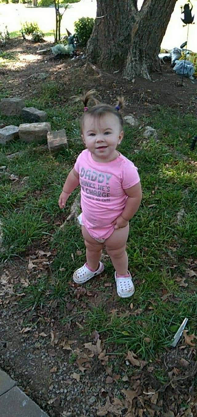 Madilynn joined the competition — help win amazing prizes! baby_toddler_clothing, fun, garden, grass, grass_family, hair, happy, head, joy, landscape, leisure, people_in_nature, person, plant, recreation, sandal, shorts, smile, soil, t_shirt